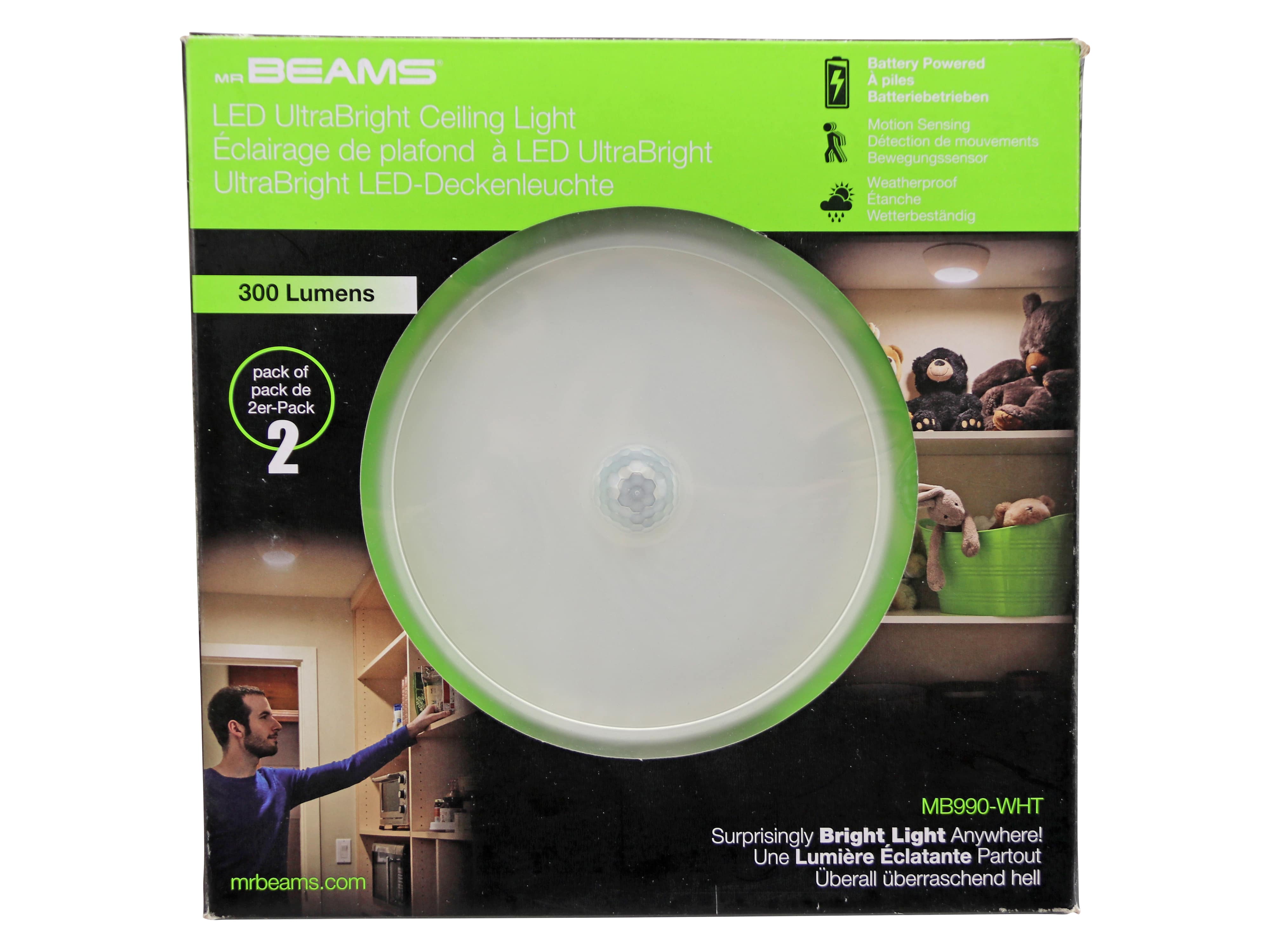 LED UltraBright Deckenleuchte, 300 lm, IP44, Batteriebetrieben, weiß, 2er Pack