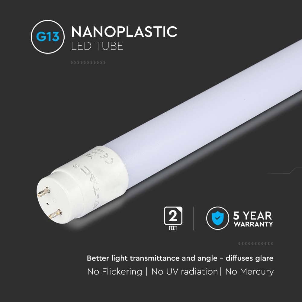 V-TAC LED-Röhre VT-062, T8, G13, EEK: E, 7,5 W, 850 lm, 6500 K, 600 mm V-TAC LED-Röhre VT-062, T8, G13, EEK: E, 7,5 W, 850 lm, 6500 K, 600 mm