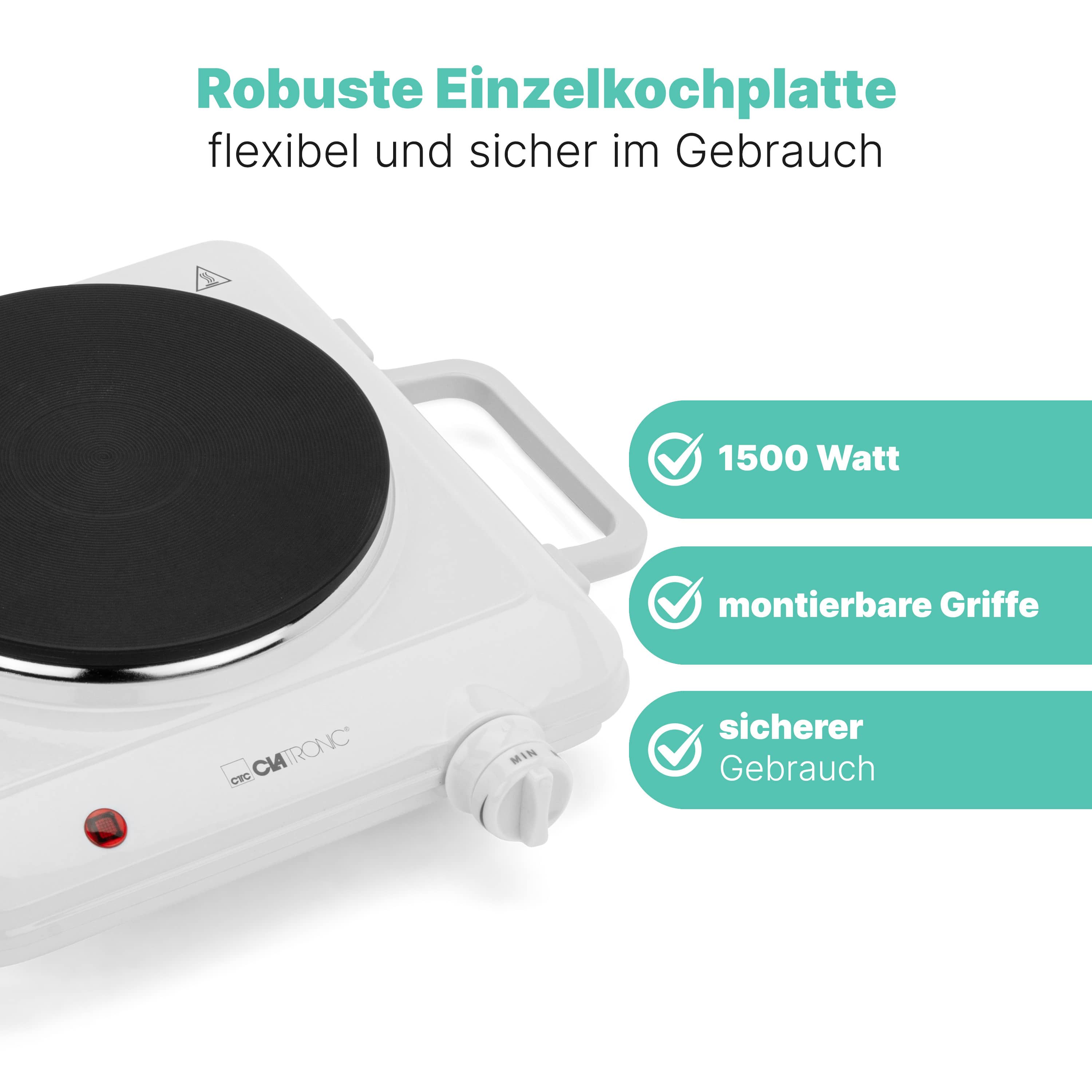CLATRONIC Einzelkochplatte EKP 3582, Ø 180 mm, 1500 W, weiß CLATRONIC Einzelkochplatte EKP 3582, Ø 180 mm, 1500 W, weiß