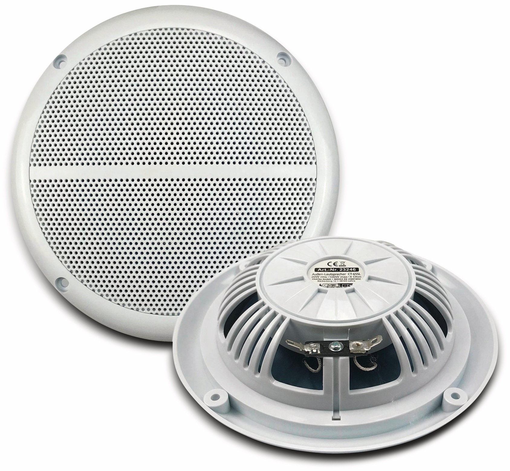 CHILITEC Außen-Lautsprecher CT-65SL, wasserfest, SlimDesign 6,5", 100 W, weiß