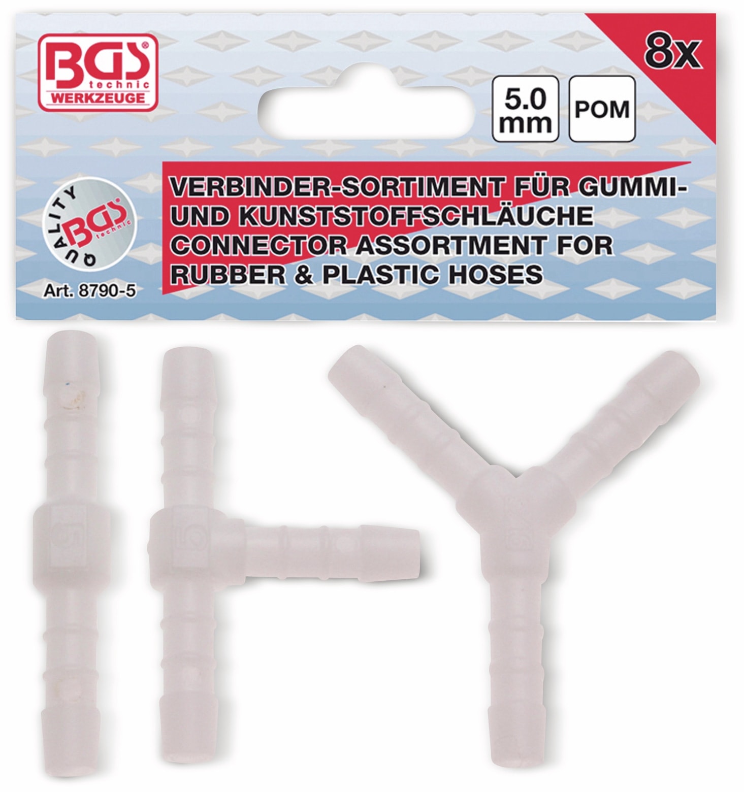 BGS TECHNIC Schlauch-Verbinder-Sortiment 5 mm, 8-teilig BGS TECHNIC Schlauch-Verbinder-Sortiment 5 mm, 8-teilig