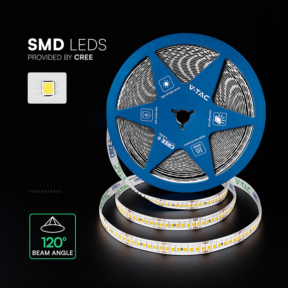 V-TAC LED-Stripe VT-2126006, 180W, EEK: E, 21500lm, 4000K, 120°, 24V, 10m V-TAC LED-Stripe VT-2126006, 180W, EEK: E, 21500lm, 4000K, 120°, 24V, 10m