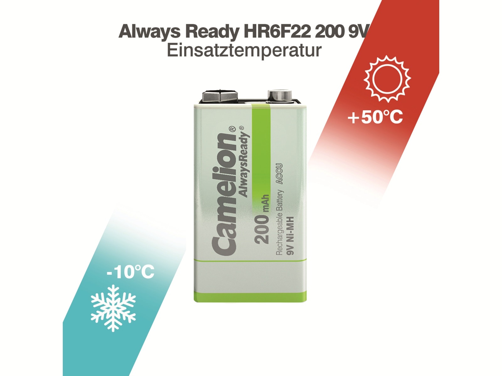 CAMELION NiMH-9 V-Blockakku AlwaysReady, 200 mAh