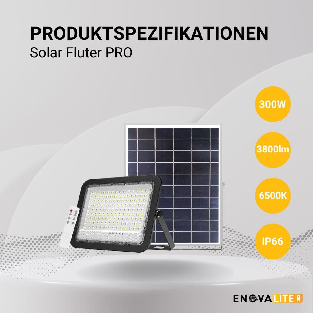 ENOVALITE Solar LED-Fluter, mit Akku, 300 W, 3800 lm, 6500 K ENOVALITE Solar LED-Fluter, mit Akku, 300 W, 3800 lm, 6500 K