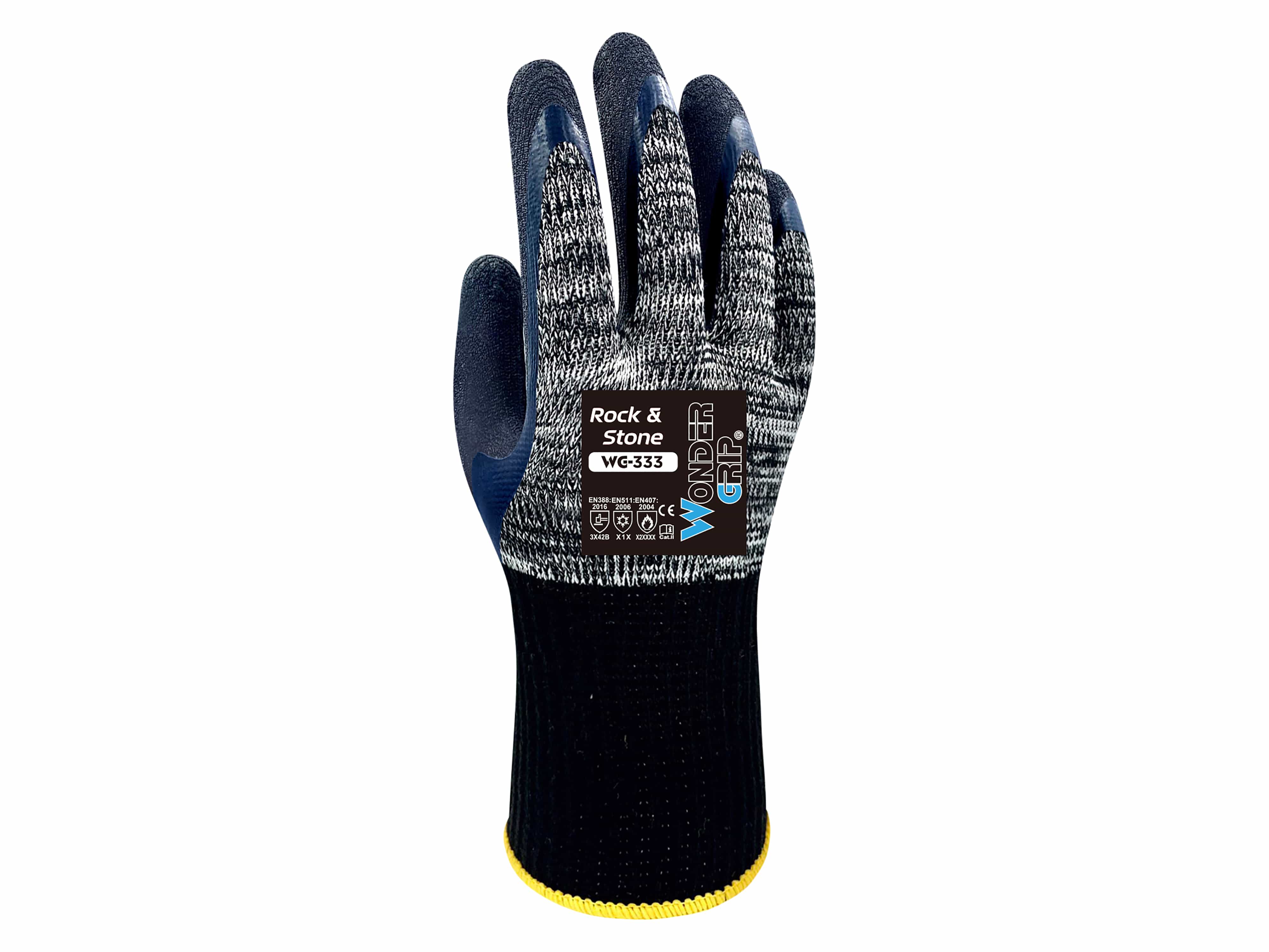 WONDER GRIP Arbeitshandschuhe WG-333+ Rock & Stone, Baumwolle, Polyester, Latex, Gr. M/8