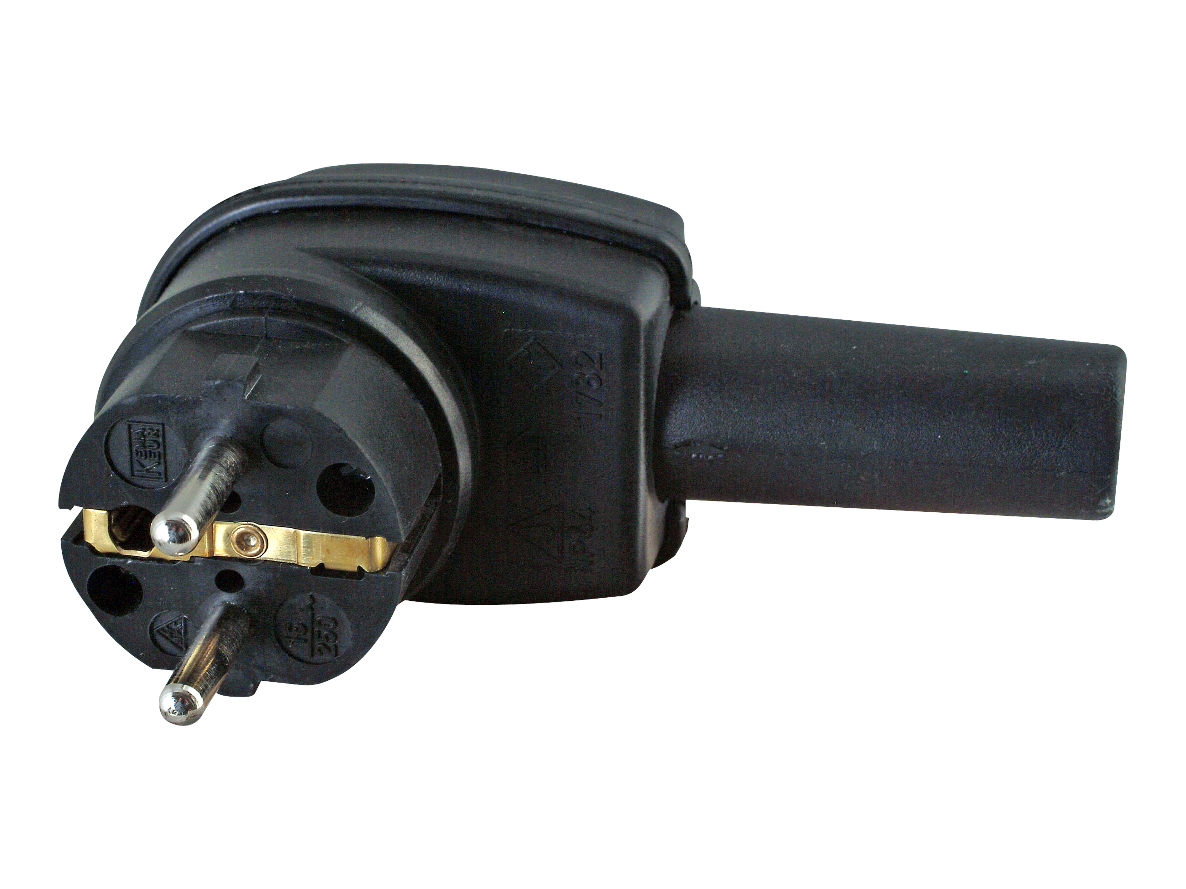 KOPP Schutzkontakt-Winkelstecker 178216009, Vollgummi, schwarz KOPP Schutzkontakt-Winkelstecker 178216009, Vollgummi, schwarz