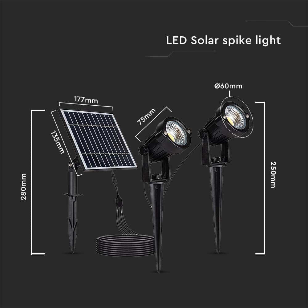 V-TAC Solar LED-Gartenleuchten-Set VT-11031, 2x 1,2 W, 3000 K, IP65 V-TAC Solar LED-Gartenleuchten-Set VT-11031, 2x 1,2 W, 3000 K, IP65