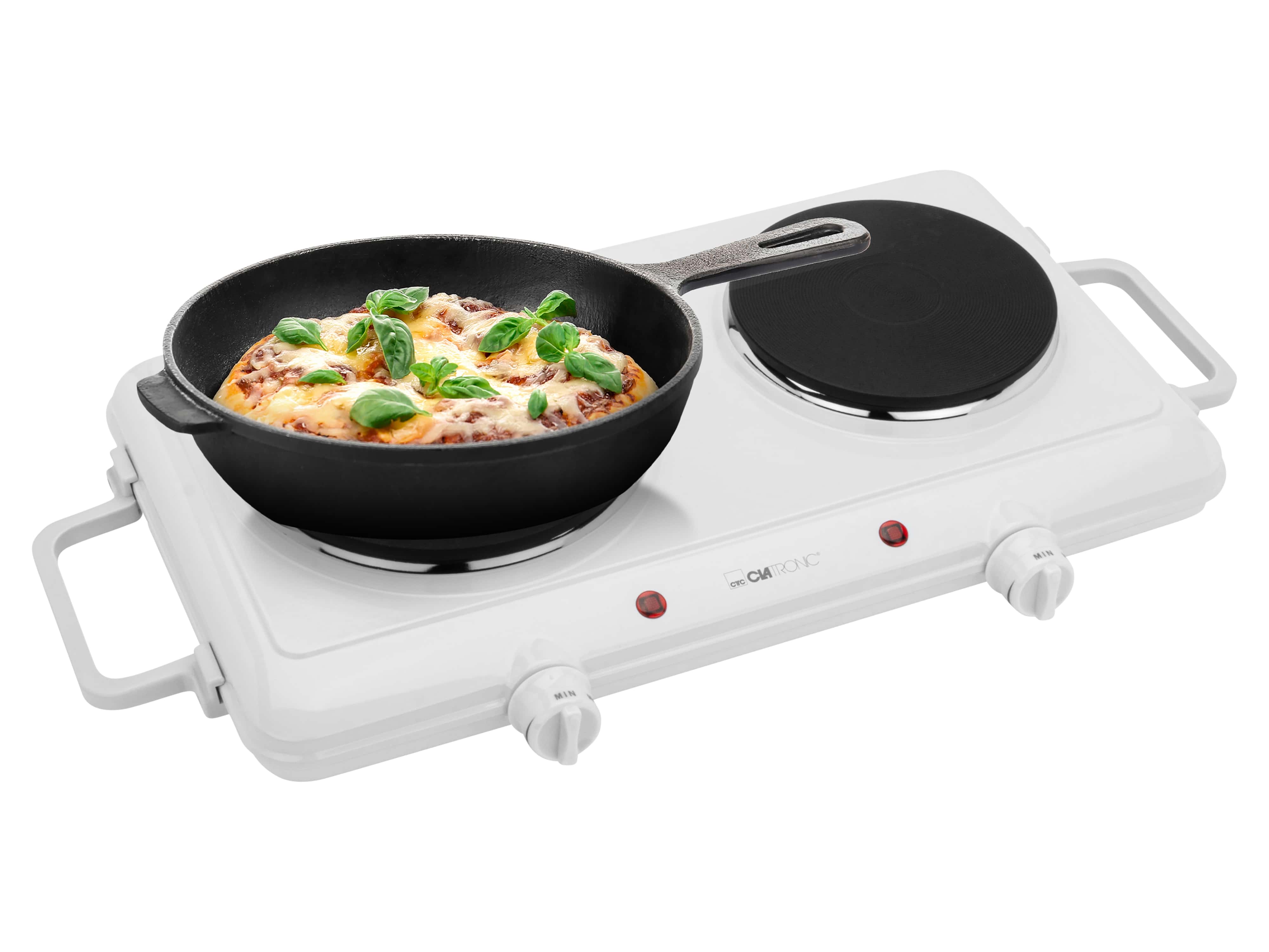 CLATRONIC Doppelkochplatte DKP 3583, 1x Ø180mm, 1500W, 1x Ø150mm, 1000W, weiß