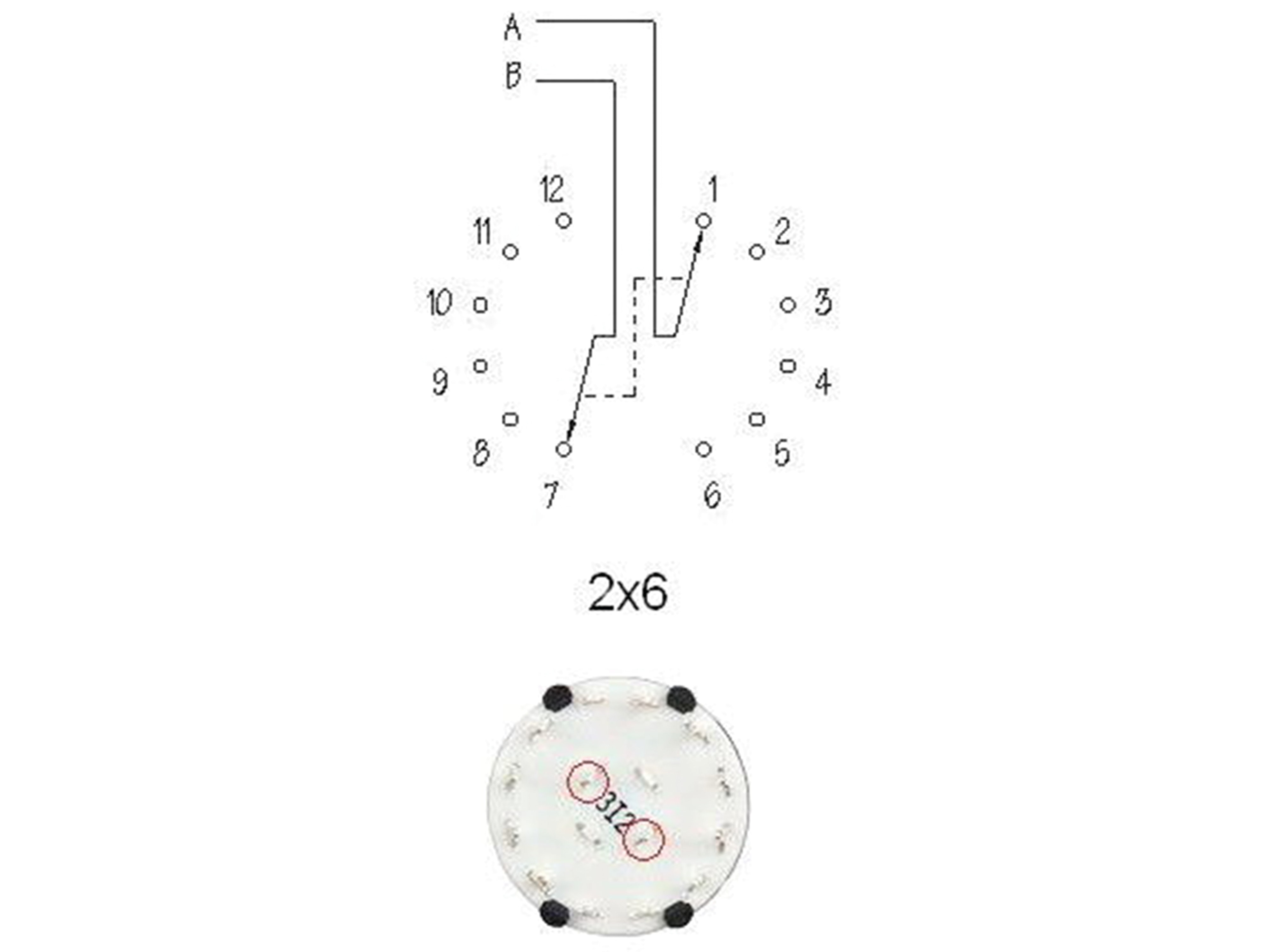 Drehschalter CKA2X06, 26 mm, 2x6 Kontakte