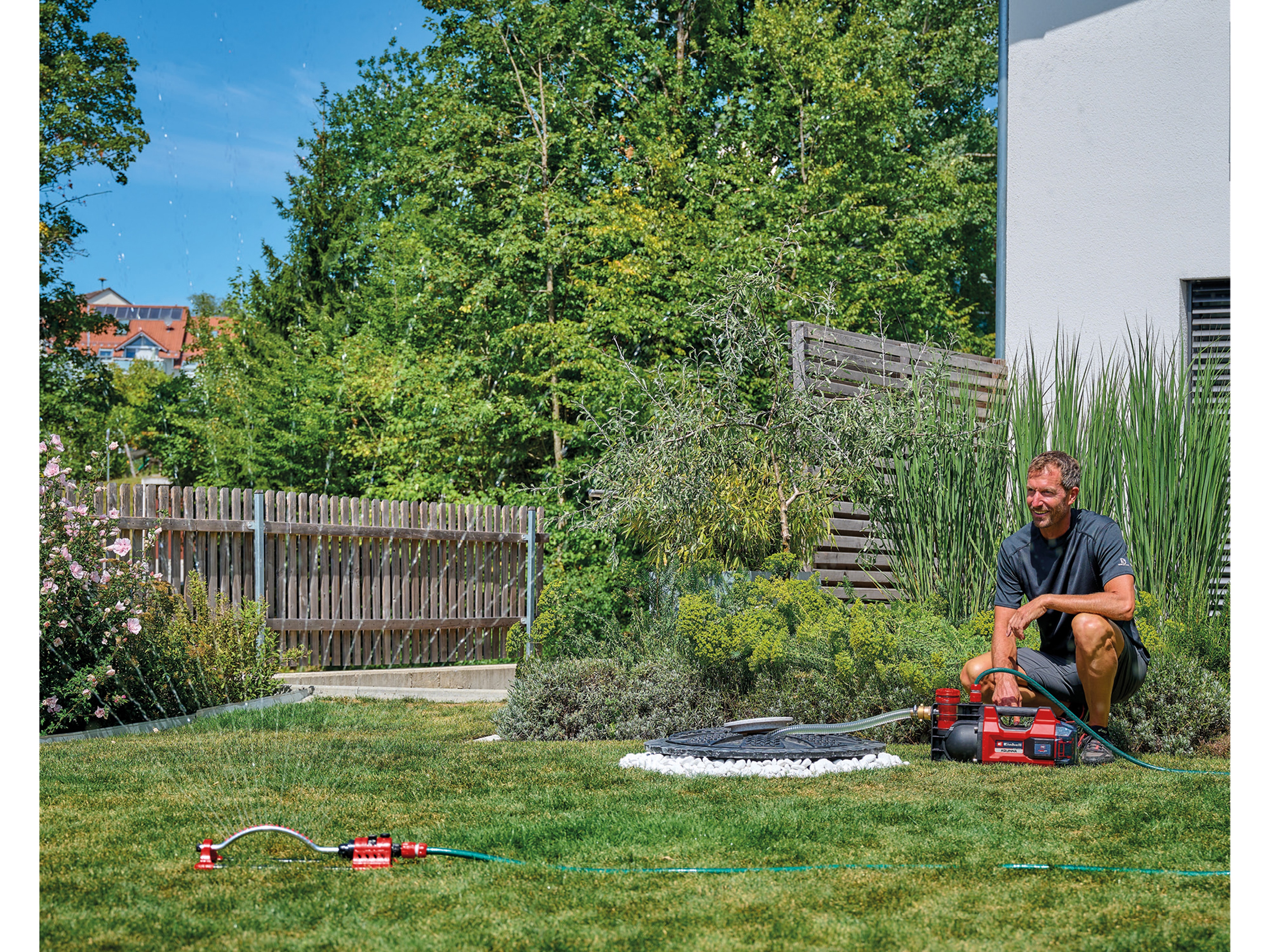 EINHELL Akku-Gartenpumpe Aquinna 36/38 F LED + 2x Starterset