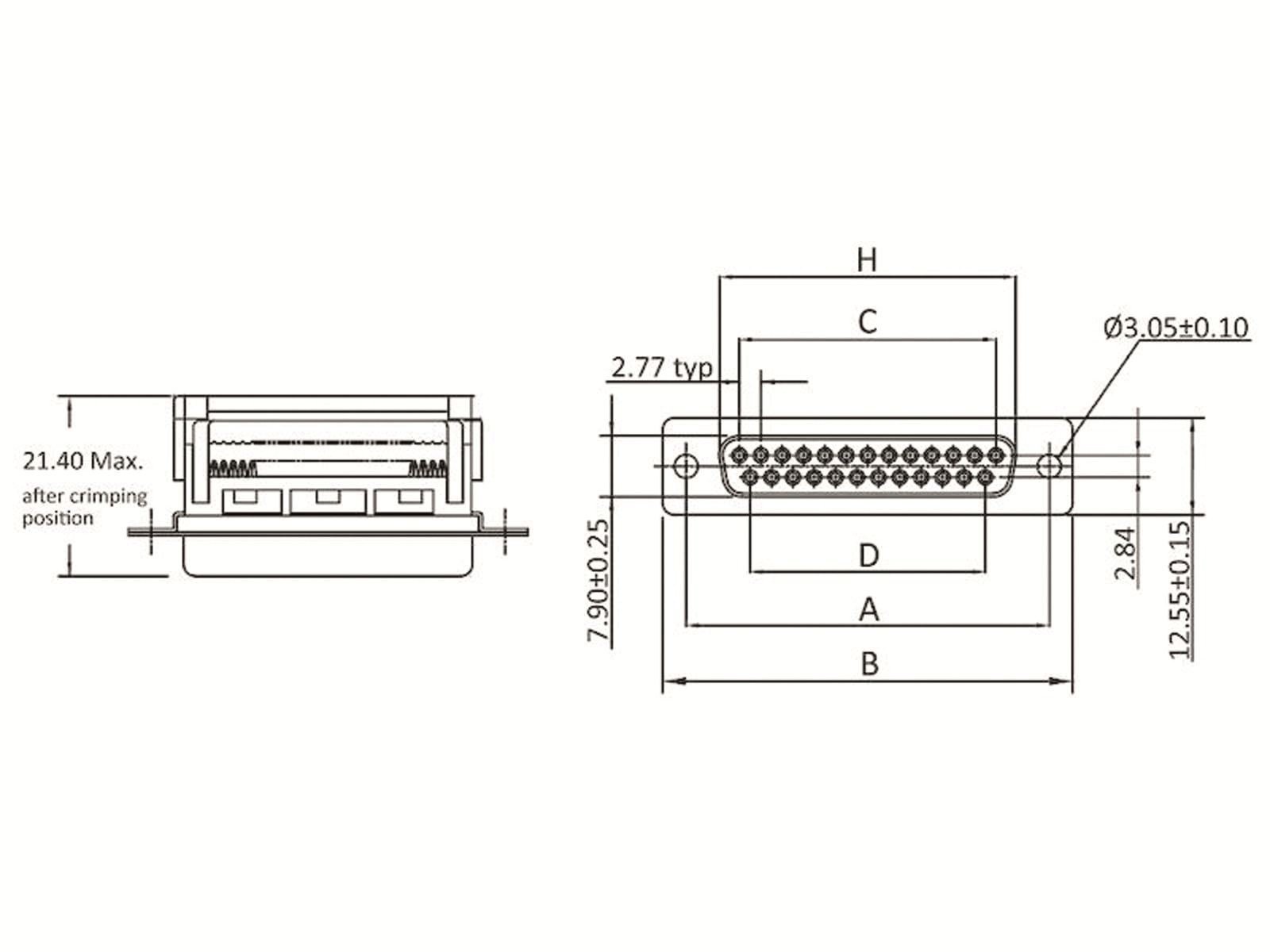 ECON CONNECT D-Sub-Buchsenleiste schneidklemm, 25-polig