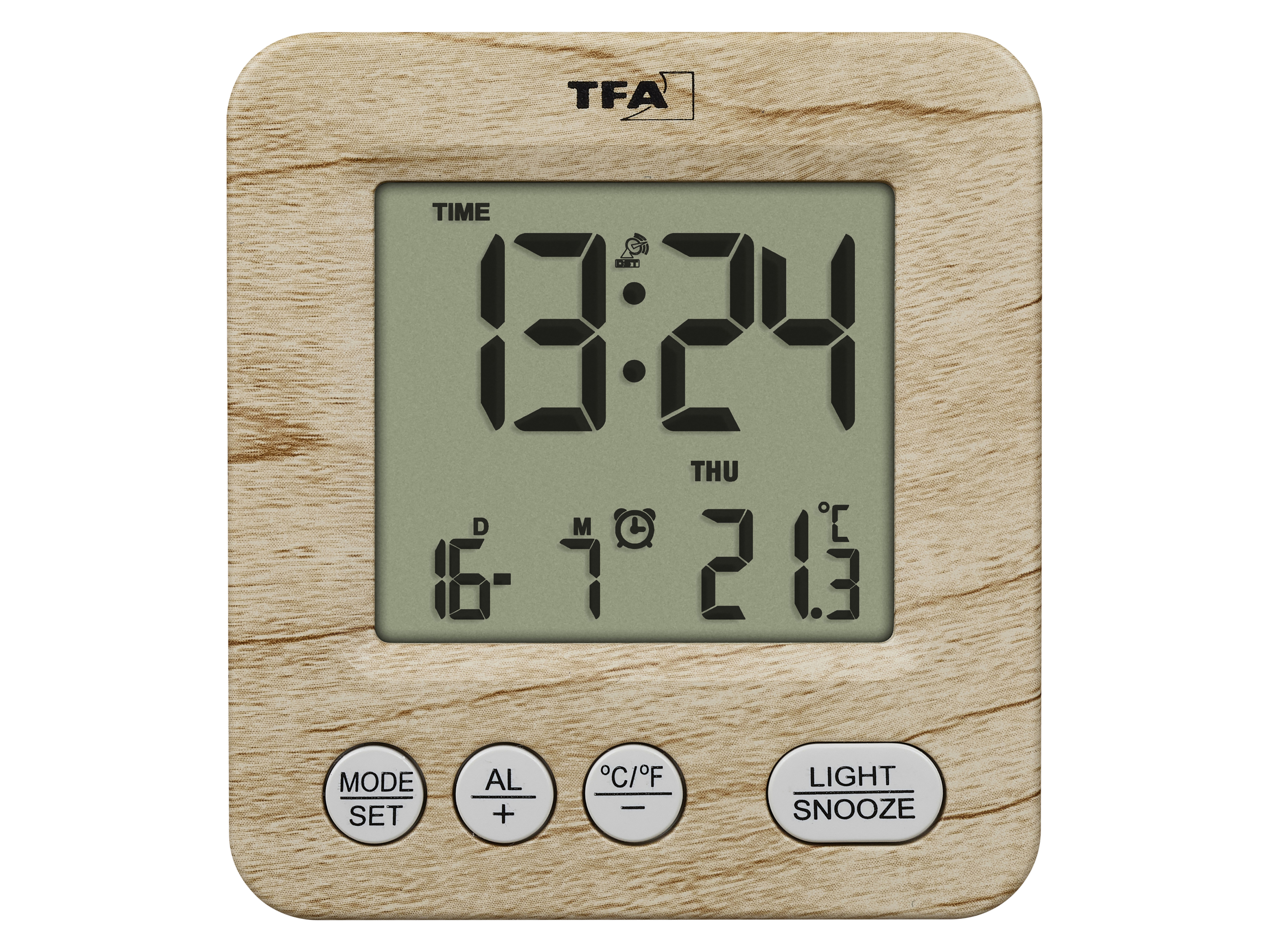 TFA Digitaler Funkwecker NOX 60.2567.08, holzoptik