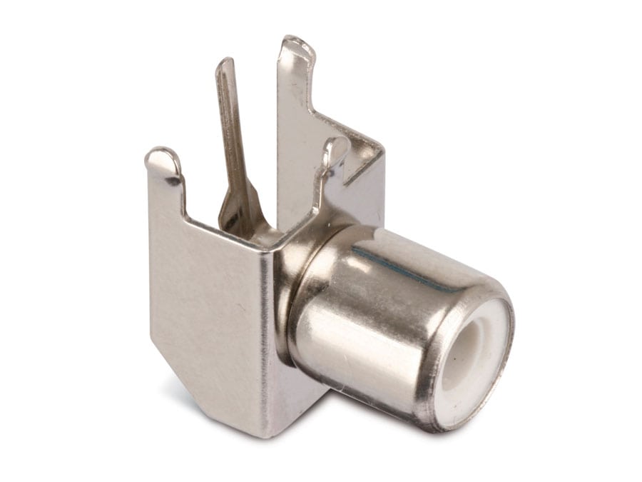 Chinch-Einbaubuchse, 1-fach, 90°, weiß, 11x12x16 mm