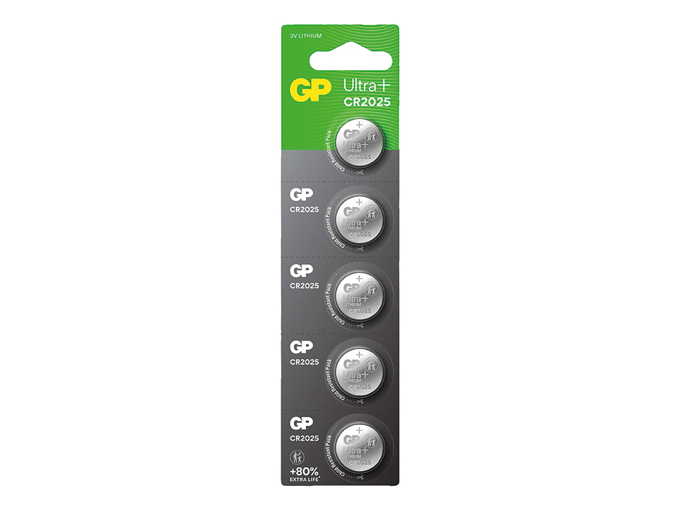 GP Ultra Plus, CR2025 Lithium Knopfzelle, 3 V, 5 Stück
