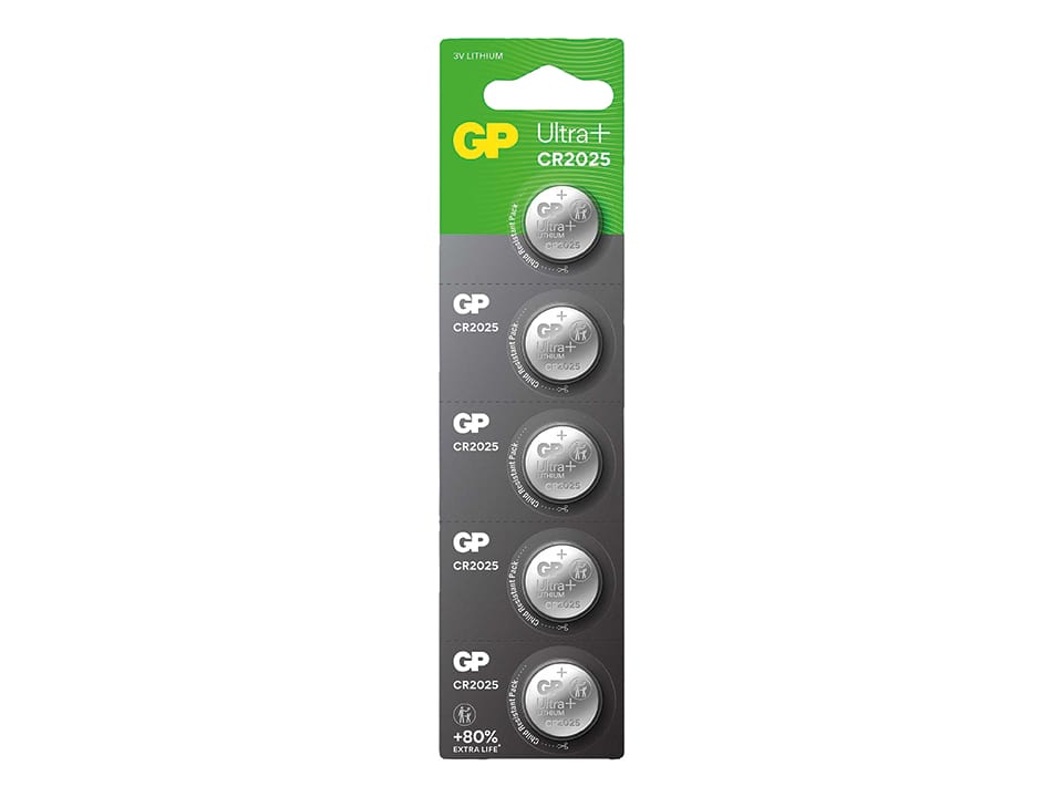 GP Ultra Plus, CR2025 Lithium Knopfzelle, 3 V, 5 Stück GP Ultra Plus, CR2025 Lithium Knopfzelle, 3 V, 5 Stück