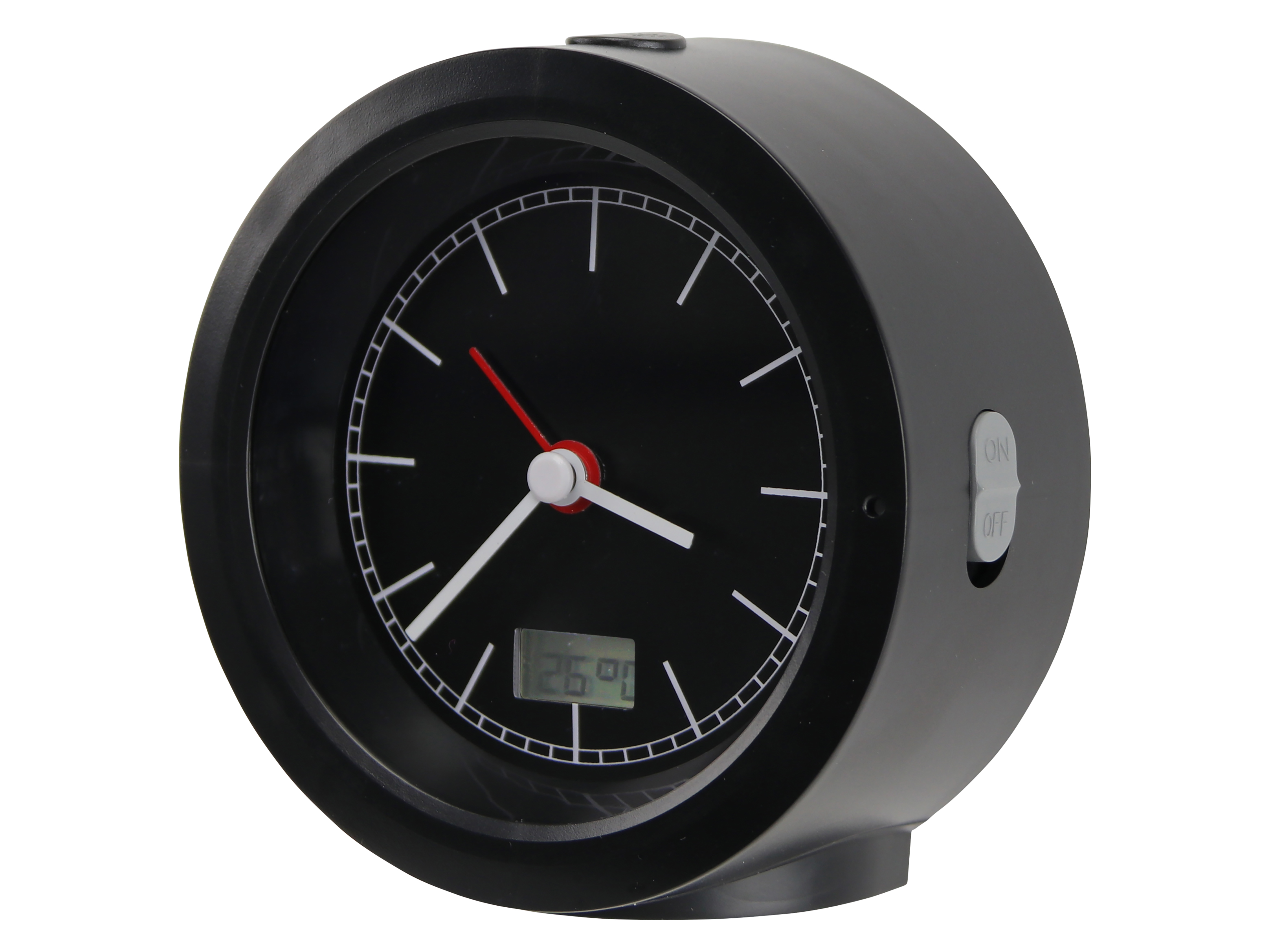 Analoge Funkuhr, Temperaturanzeige, geräuscharm, schwarz