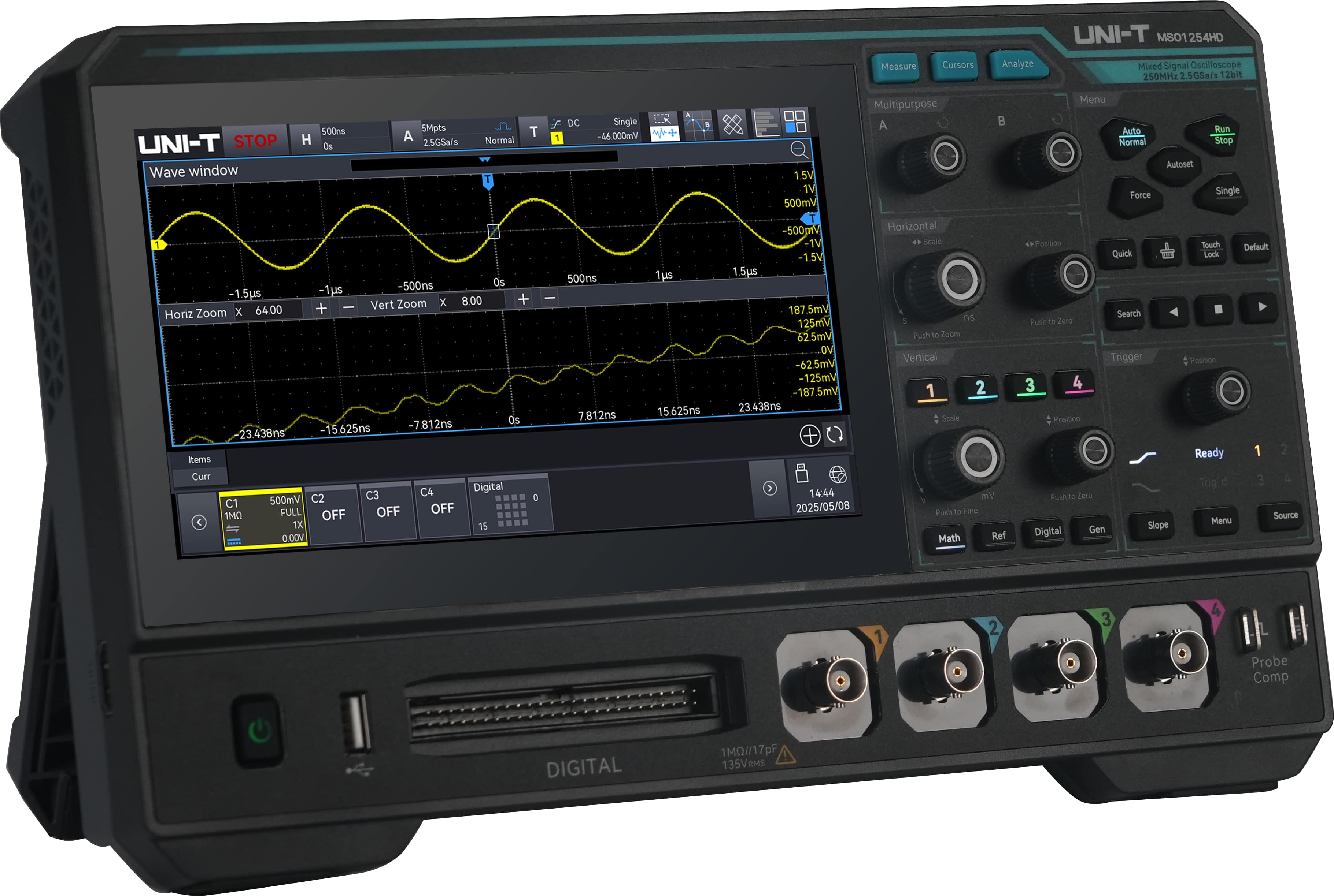 UNI-T Oszilloskop MSO1254HD, 4+16 Kanäle, 2,5 GS/s, 250 MHz