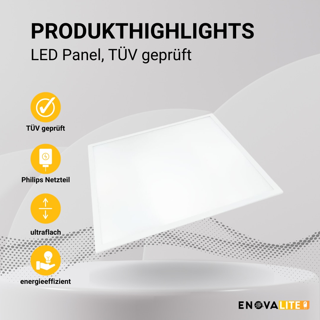 ENOVALITE LED-Panel, 36 W, 3600 lm, EEK: F, 620x620 mm, 3000 K, 120° Abstrahlwinkel