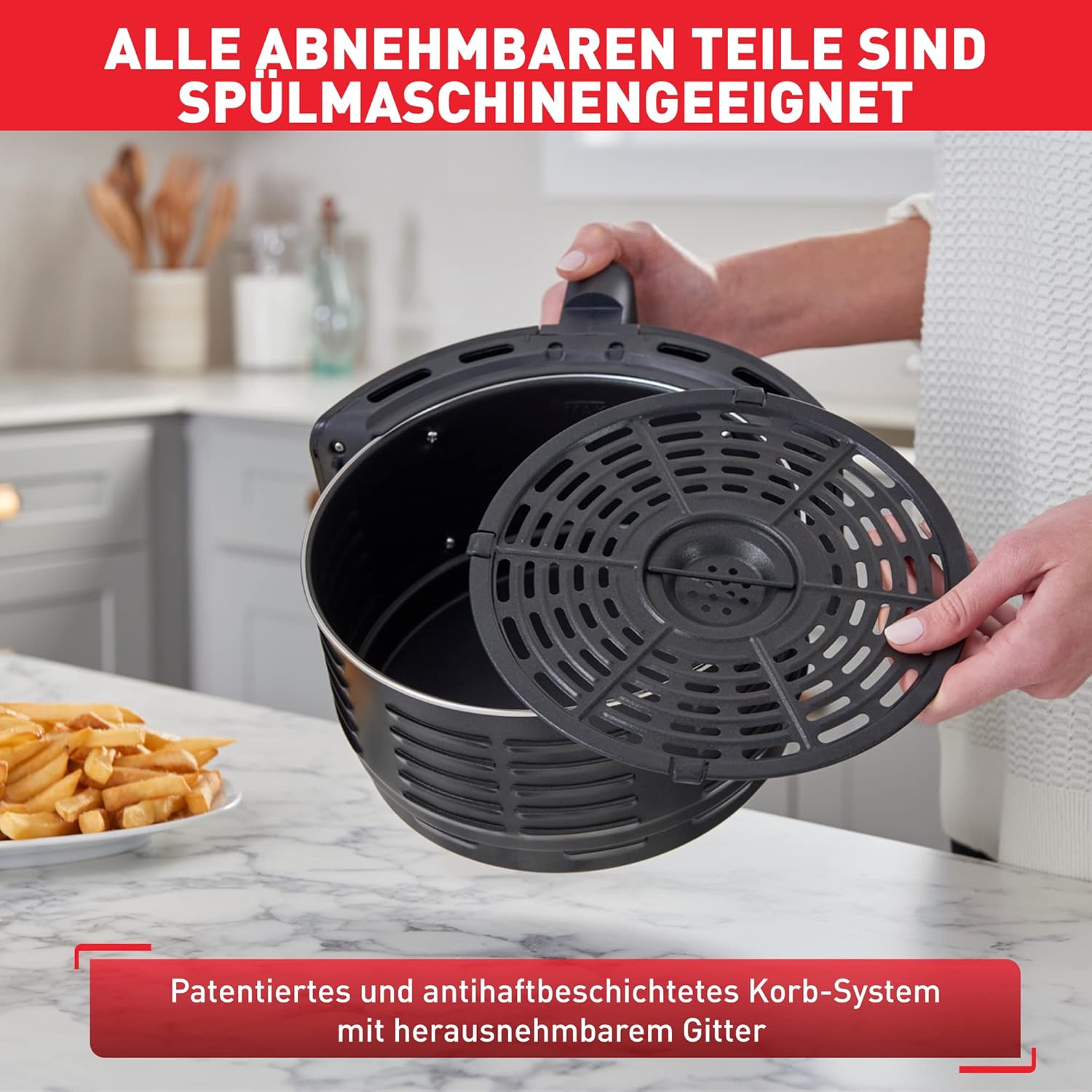 TEFAL Heißluftfritteuse Easy Fry Deluxe XL, 4,2 L, 8 Programme, EY401D, 1500W