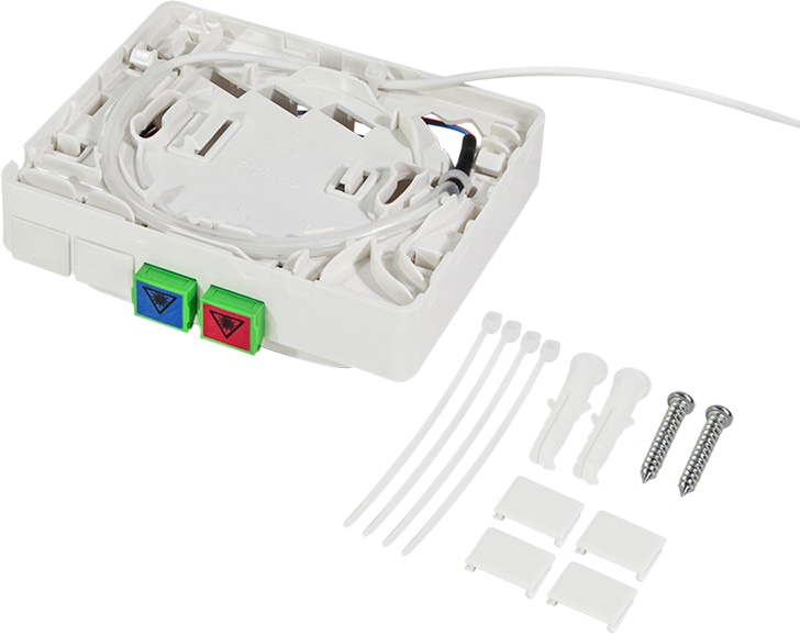 LOGILINK FTTH-Anschlussbox FB2SC50, 2x SC/APC, mit 50 m Verlegekabel