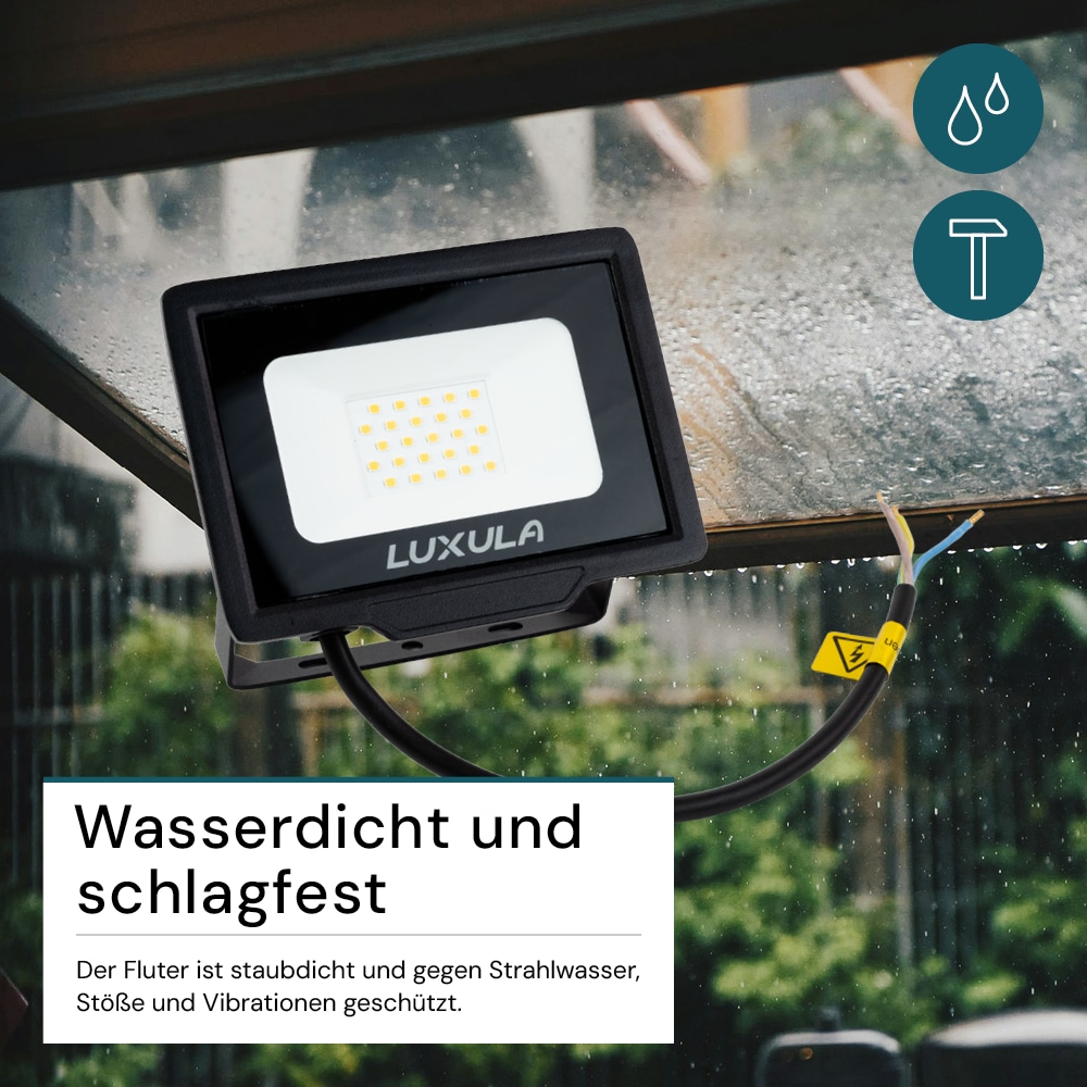 LUXULA LED-Fluter, EEK: F, 20W, 2000lm, 4000K, schwarz