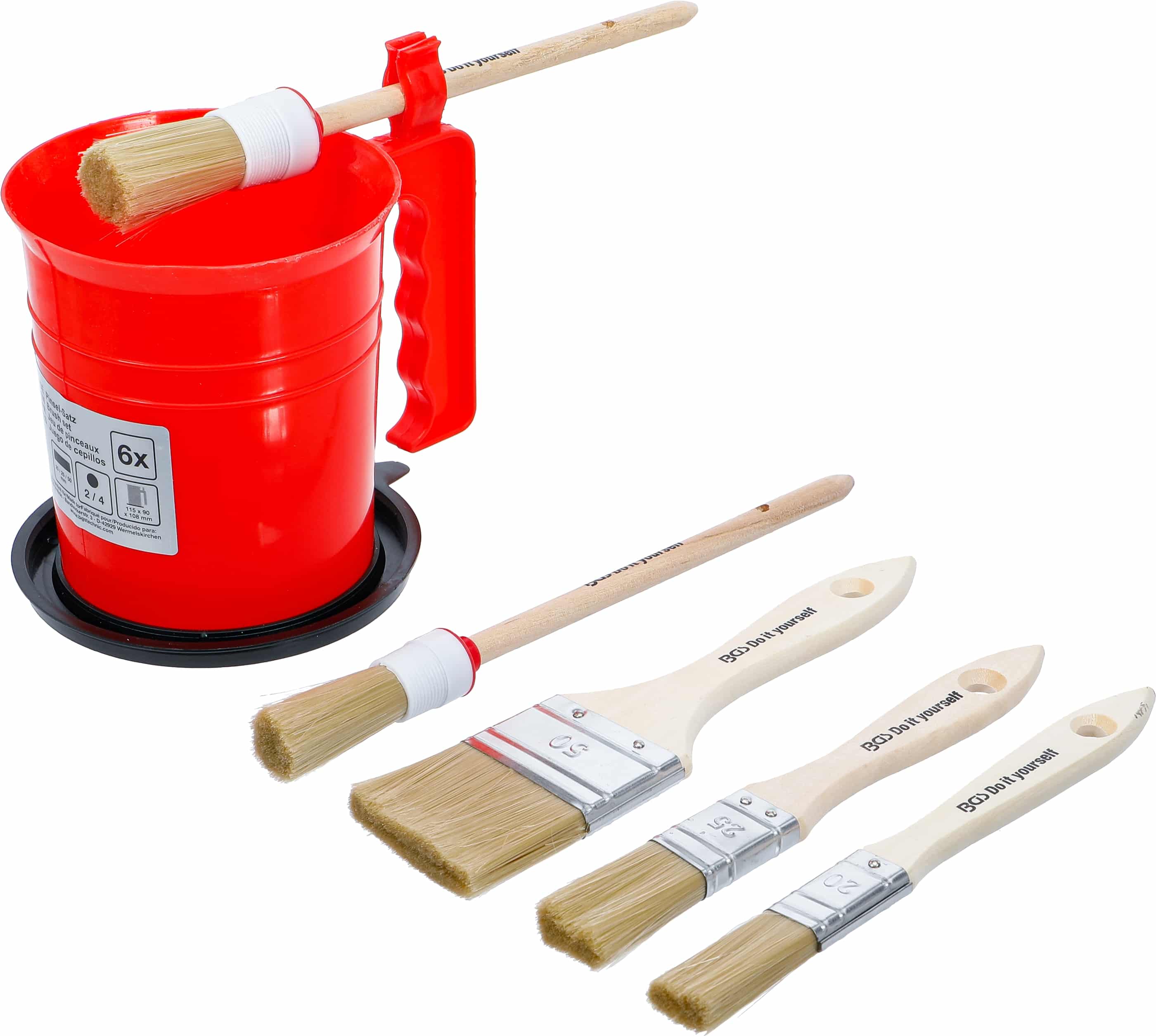 BGS TECHNIC Flach-/Ringpinsel-Set mit Farbbecher, 6-teilig BGS TECHNIC Flach-/Ringpinsel-Set mit Farbbecher, 6-teilig