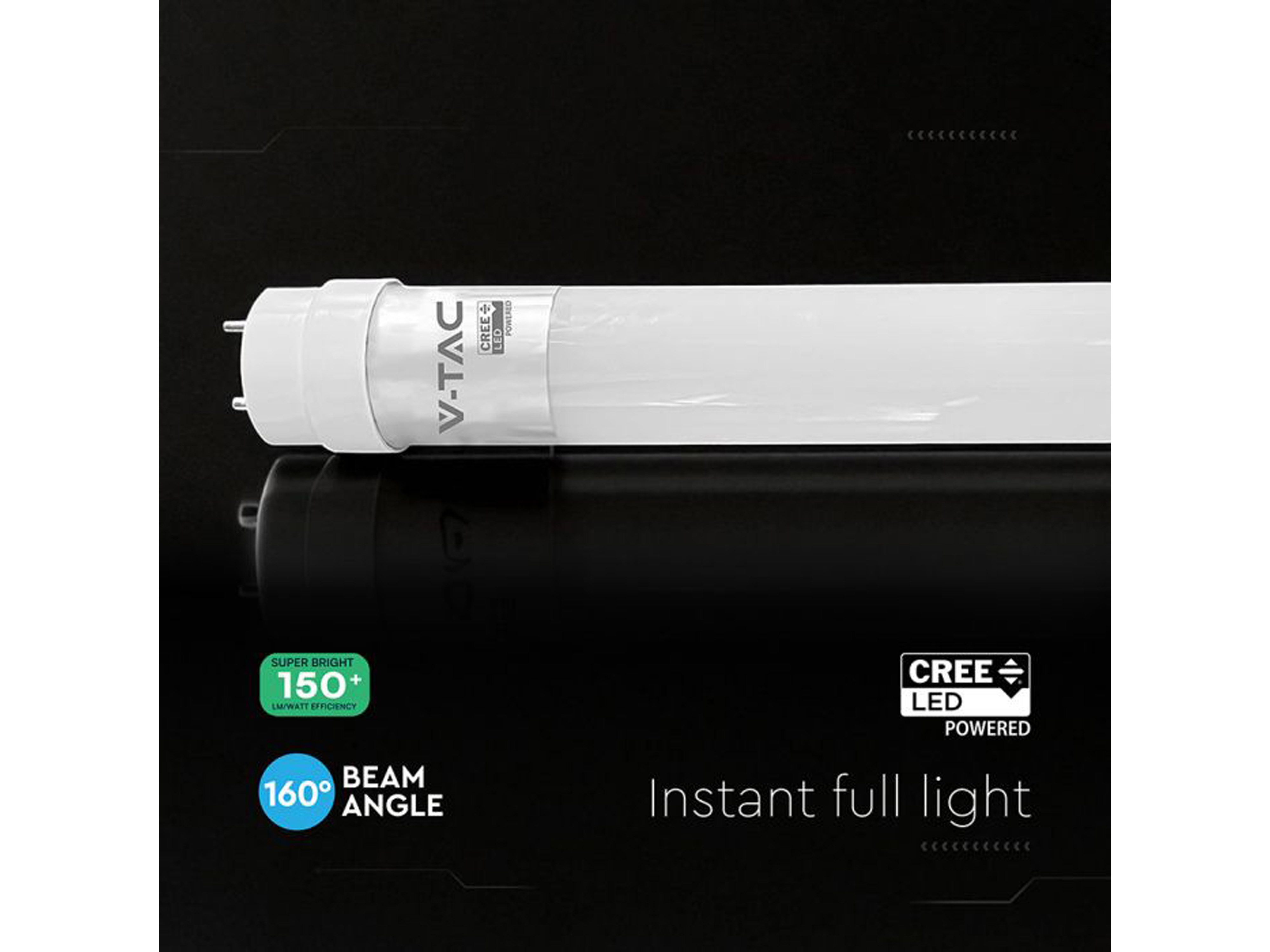 V-TAC LED-Röhre VT-012, 12W, 6500K, EEK: D, 1800lm, kaltweiß, IP20, 120 cm