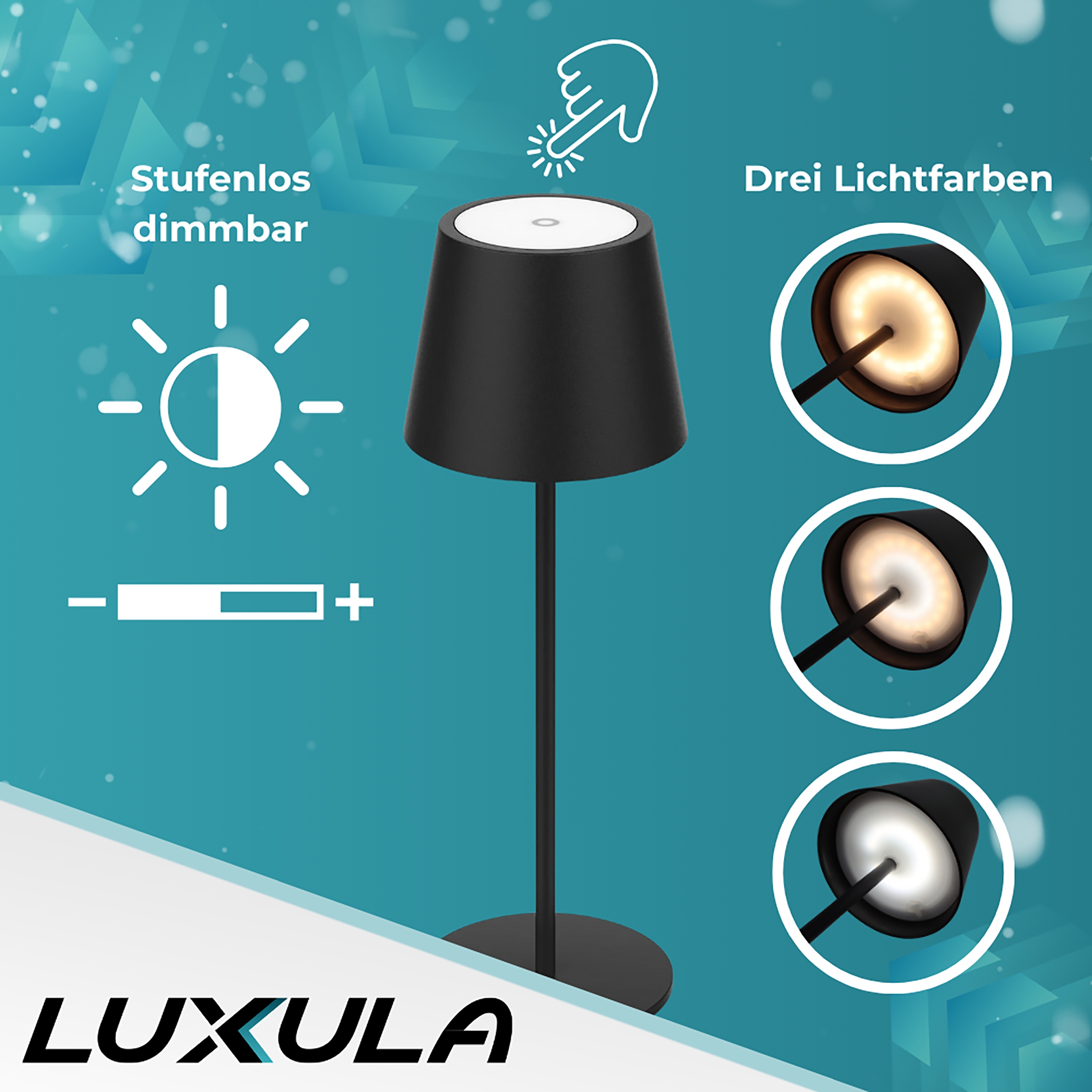 LUXULA LED-Akku-Tischleuchte LX700160, 3W, 200lm, Dimm- und CCT-Funktion LUXULA LED-Akku-Tischleuchte LX700160, 3W, 200lm, Dimm- und CCT-Funktion