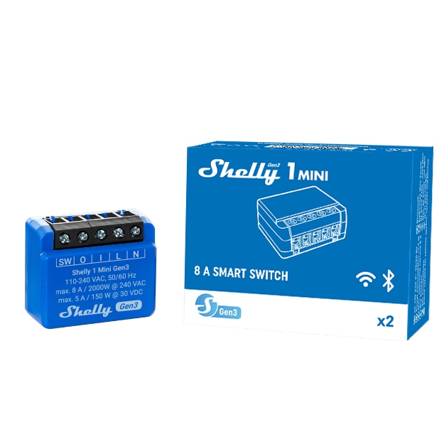 SHELLY WLAN-Schaltaktor 1 Mini Gen 3, blau SHELLY WLAN-Schaltaktor 1 Mini Gen 3, blau
