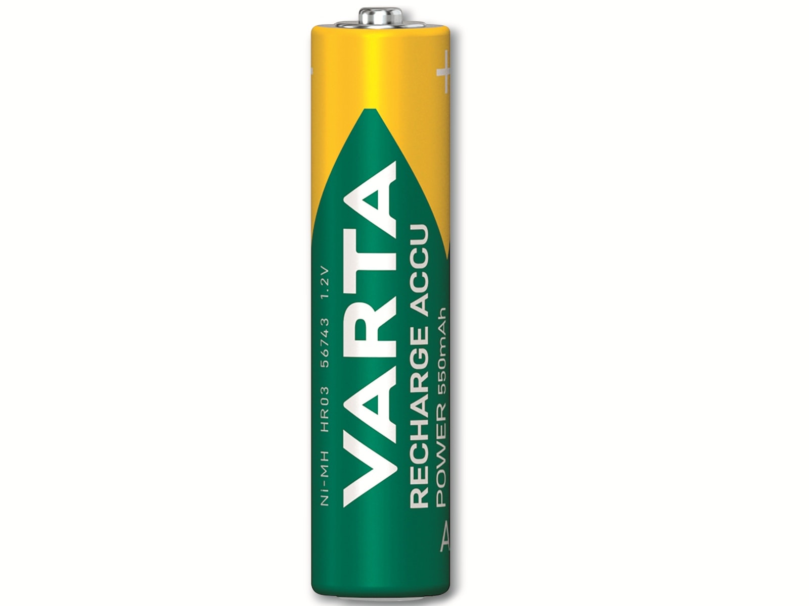 VARTA Akku NiMH, Micro, AAA, HR03, 1.2V/550mAh, Accu Power, Pre-charged, 4er Pack