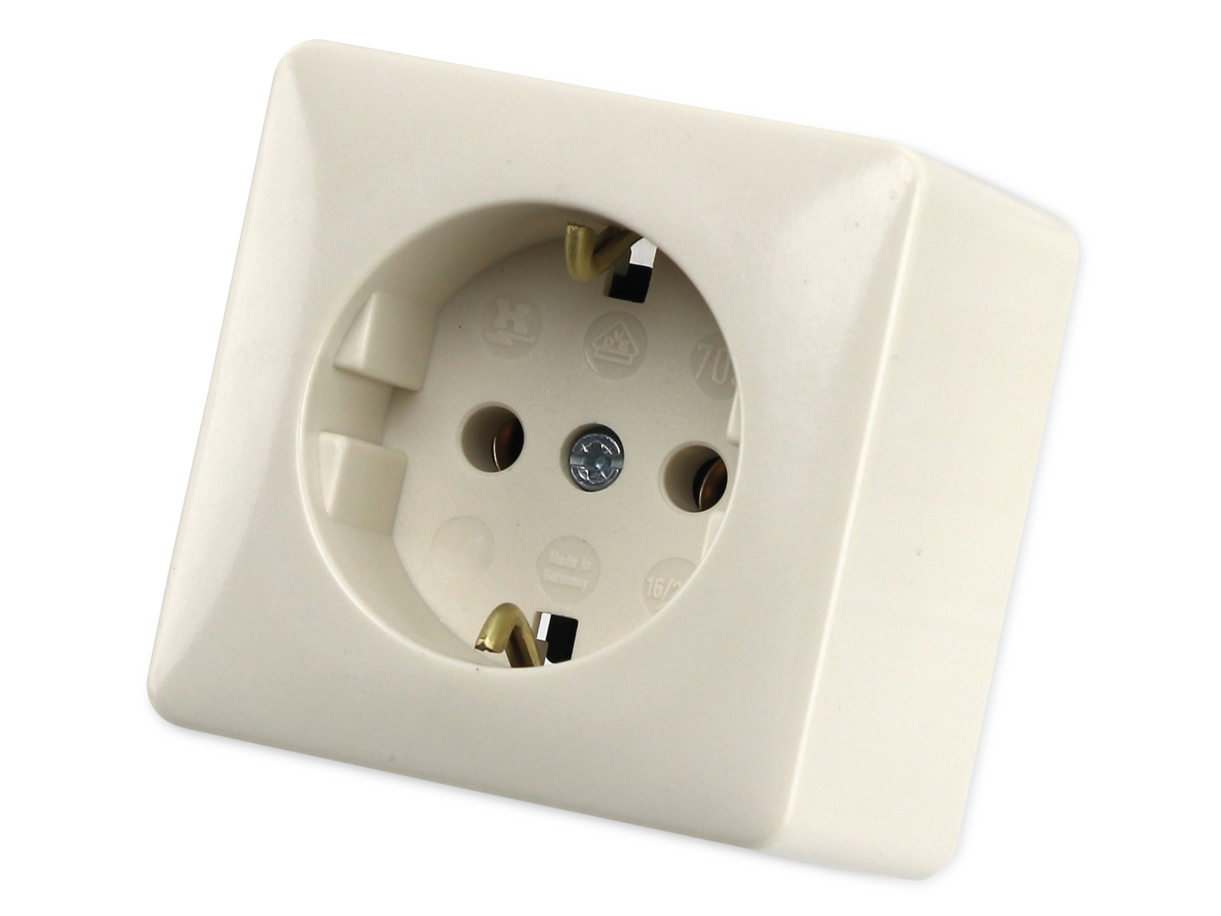 Schutzkontakt-Steckdose, Aufputz, cremeweiß