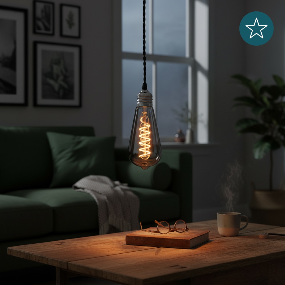 LUXULA LED-Filament-Lampe, SPIRAL, Pear, E27, 4W, 40lm, 1800K, dimmbar