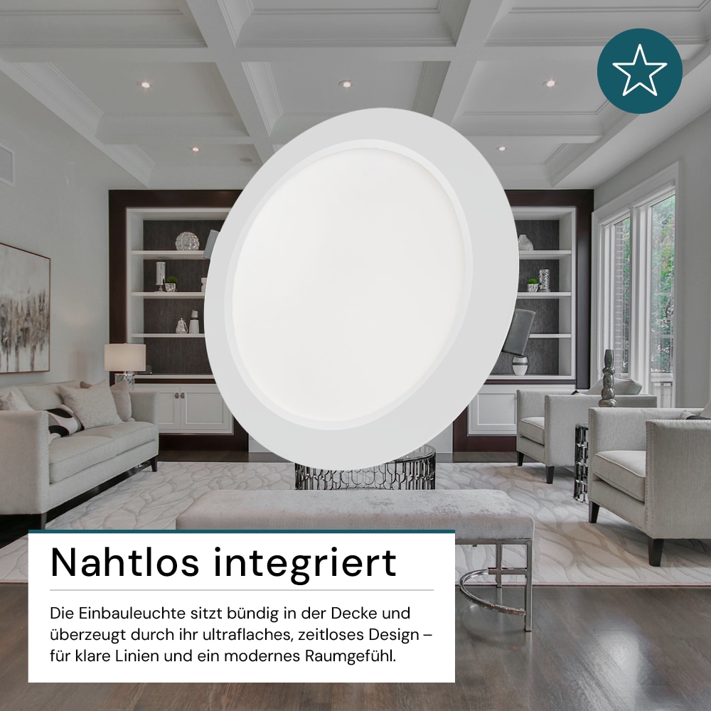 LUXULA LED-Einbauleuchte, 6W, EEK: F, 600lm, CCT, IP44, weiß