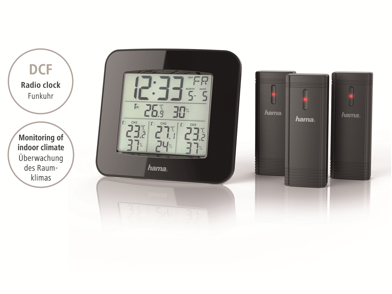 HAMA Funk-Wetterstation EWS Trio, schwarz