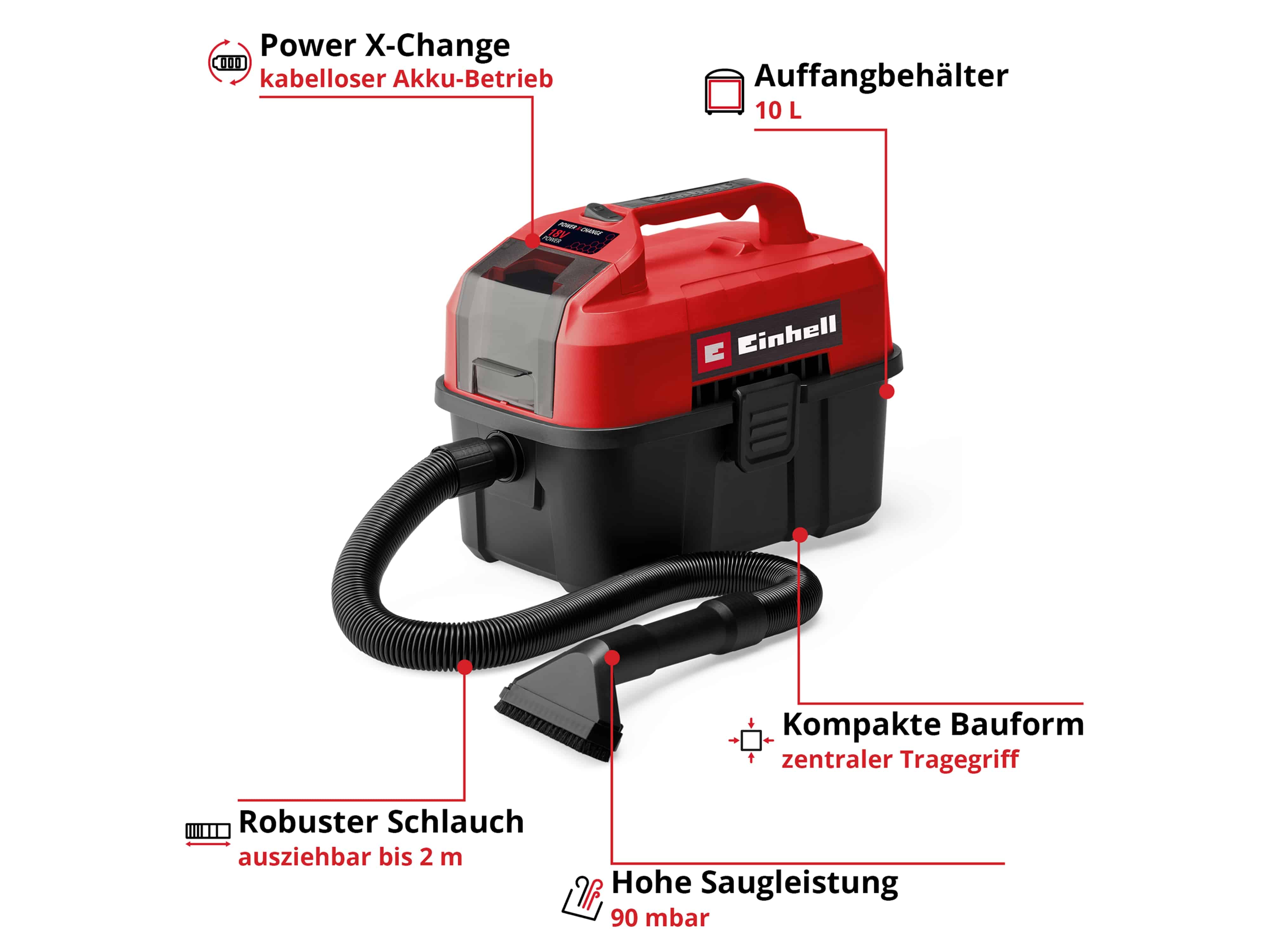 EINHELL Akku-Nass-Trockensauger TE-VC 18/10 Li Solo