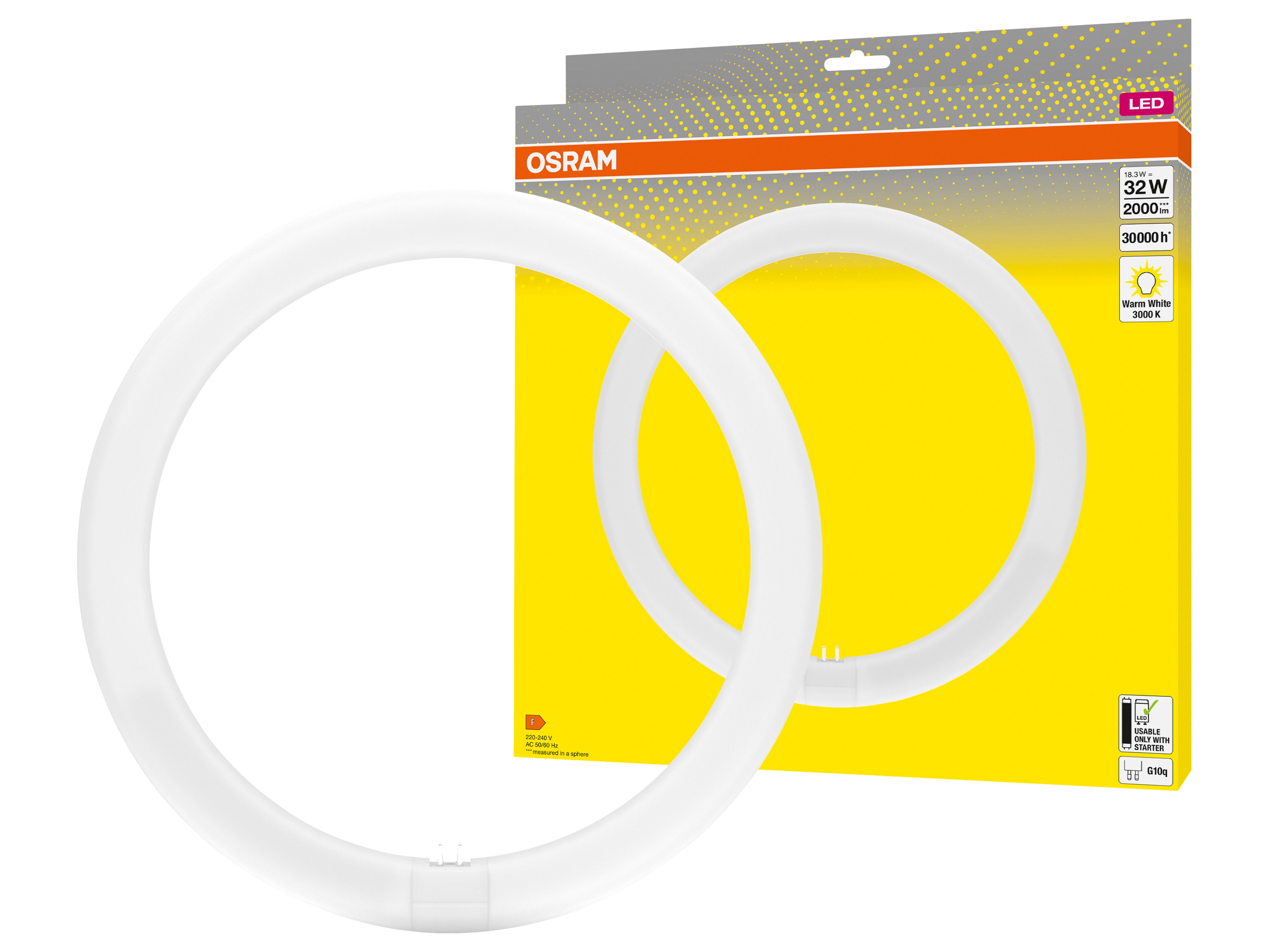 OSRAM LED-Röhre T9, Ringform, G10q, EEK: F, 18,3W, 2000lm, 3000K OSRAM LED-Röhre T9, Ringform, G10q, EEK: F, 18,3W, 2000lm, 3000K