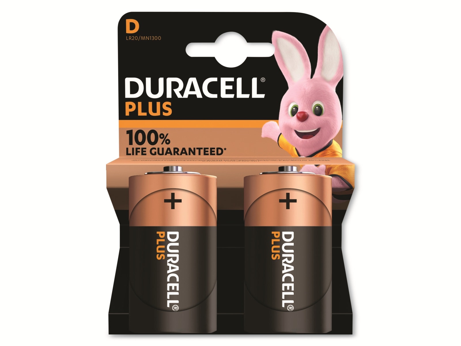 DURACELL Alkaline-Mono-Batterie LR20, 1.5V, Plus, 2 Stück DURACELL Alkaline-Mono-Batterie LR20, 1.5V, Plus, 2 Stück