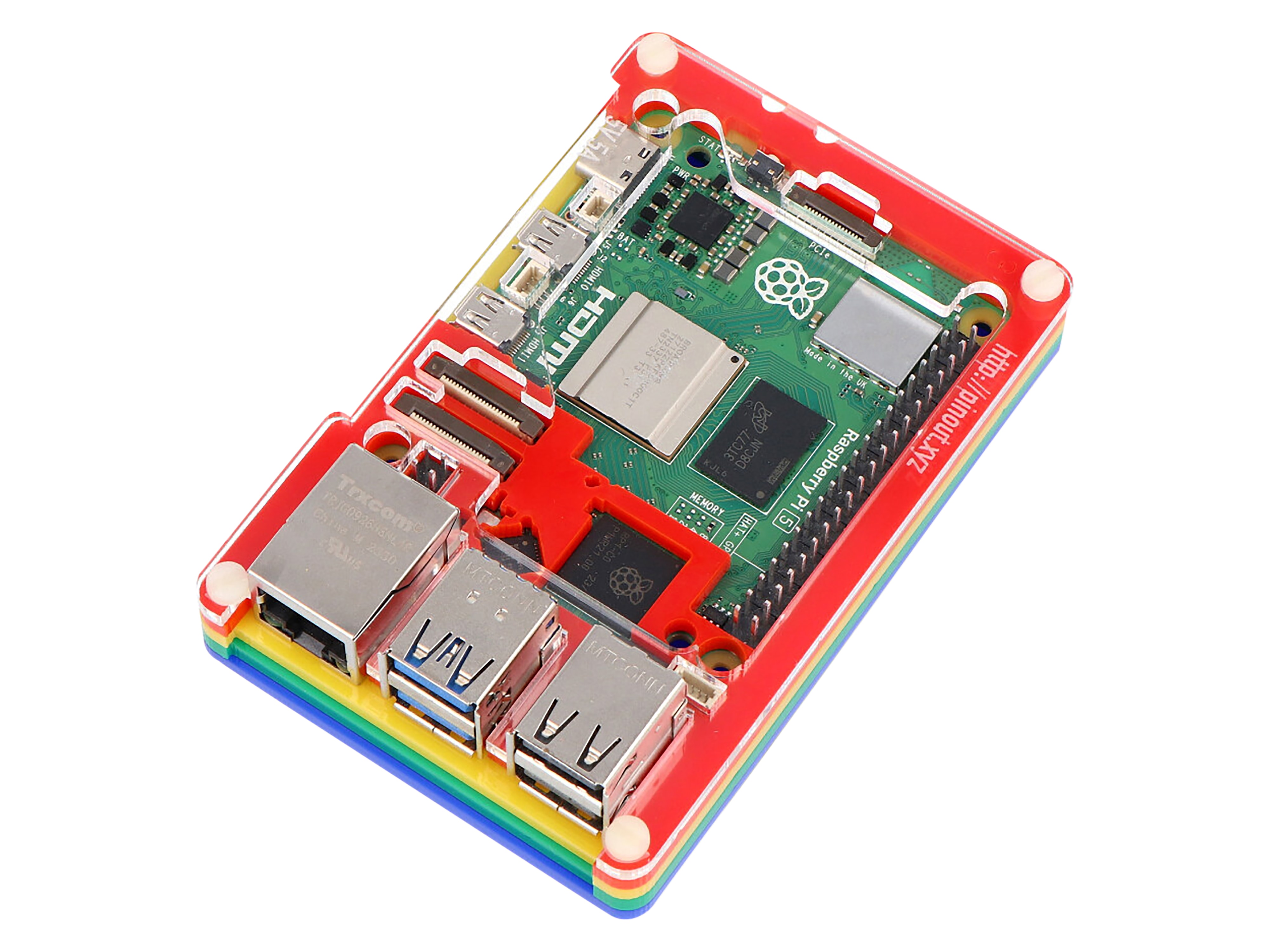 PIMORONI Pibow Gehäuse für Raspberry Pi 5, bunt, PIM678 PIMORONI Pibow Gehäuse für Raspberry Pi 5, bunt, PIM678