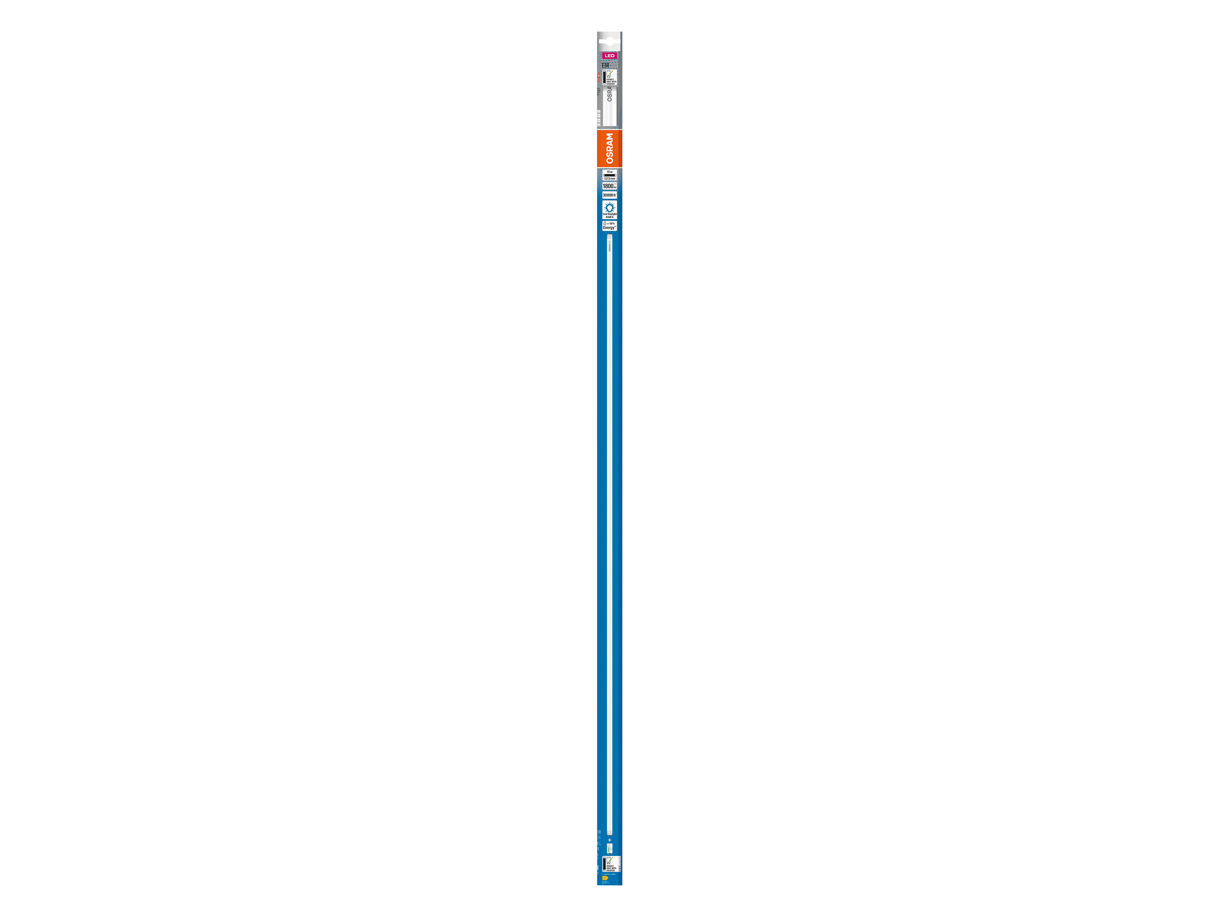OSRAM LED-Röhre, T8, 1200mm, G13, EEK: E, 15W, 1800lm, 6500K, PC