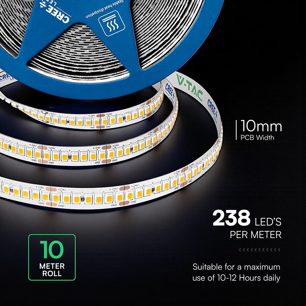 V-TAC LED-Stripe VT-2126016, 180W, EEK: E, 21500lm, 6500K, 120°, 24V, 10m V-TAC LED-Stripe VT-2126016, 180W, EEK: E, 21500lm, 6500K, 120°, 24V, 10m