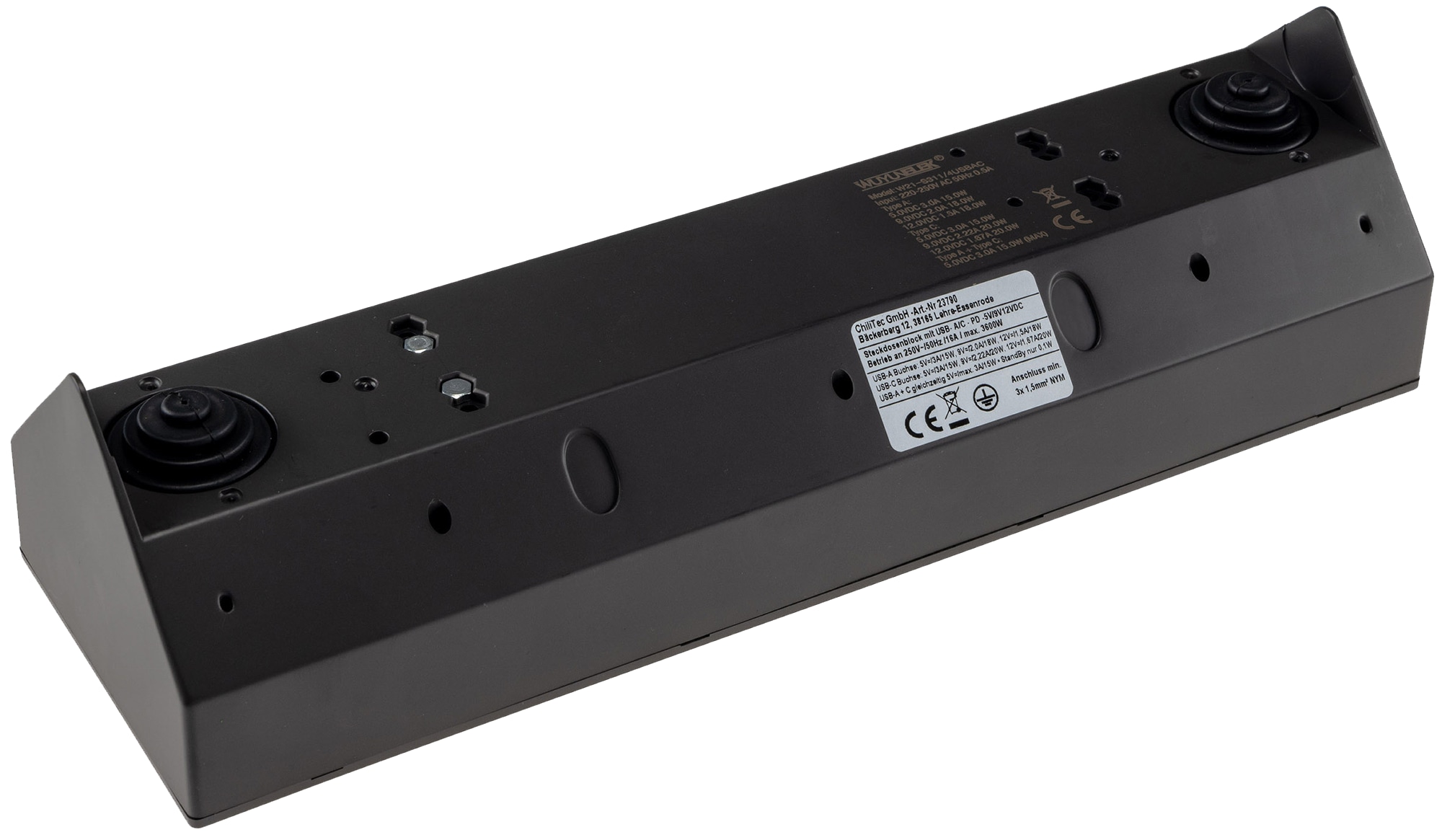 CHILITEC Steckdosenblock 23790, 4-fach, USB-A+C, 250V/16A, schwarz CHILITEC Steckdosenblock 23790, 4-fach, USB-A+C, 250V/16A, schwarz
