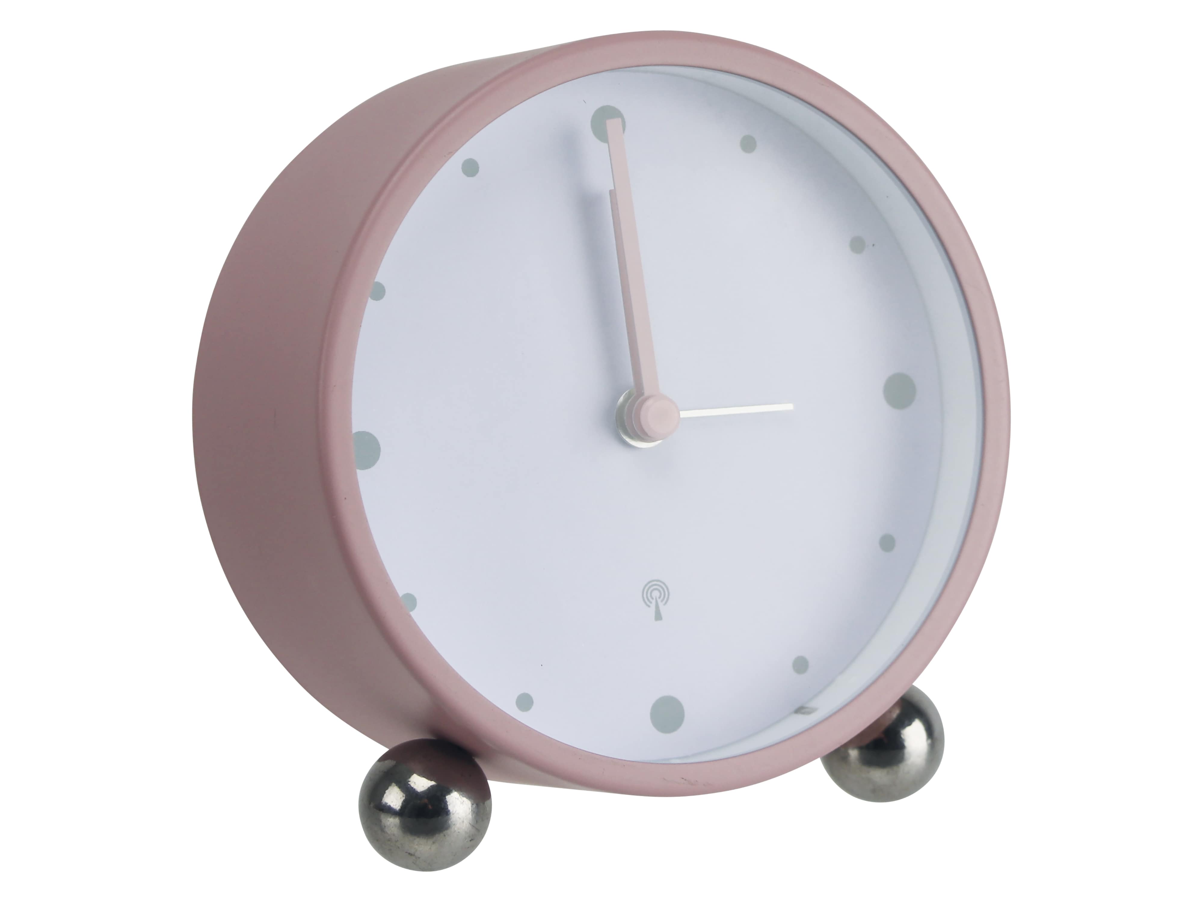 Analoge Funkuhr, Vintage Stil, rosa/weiß