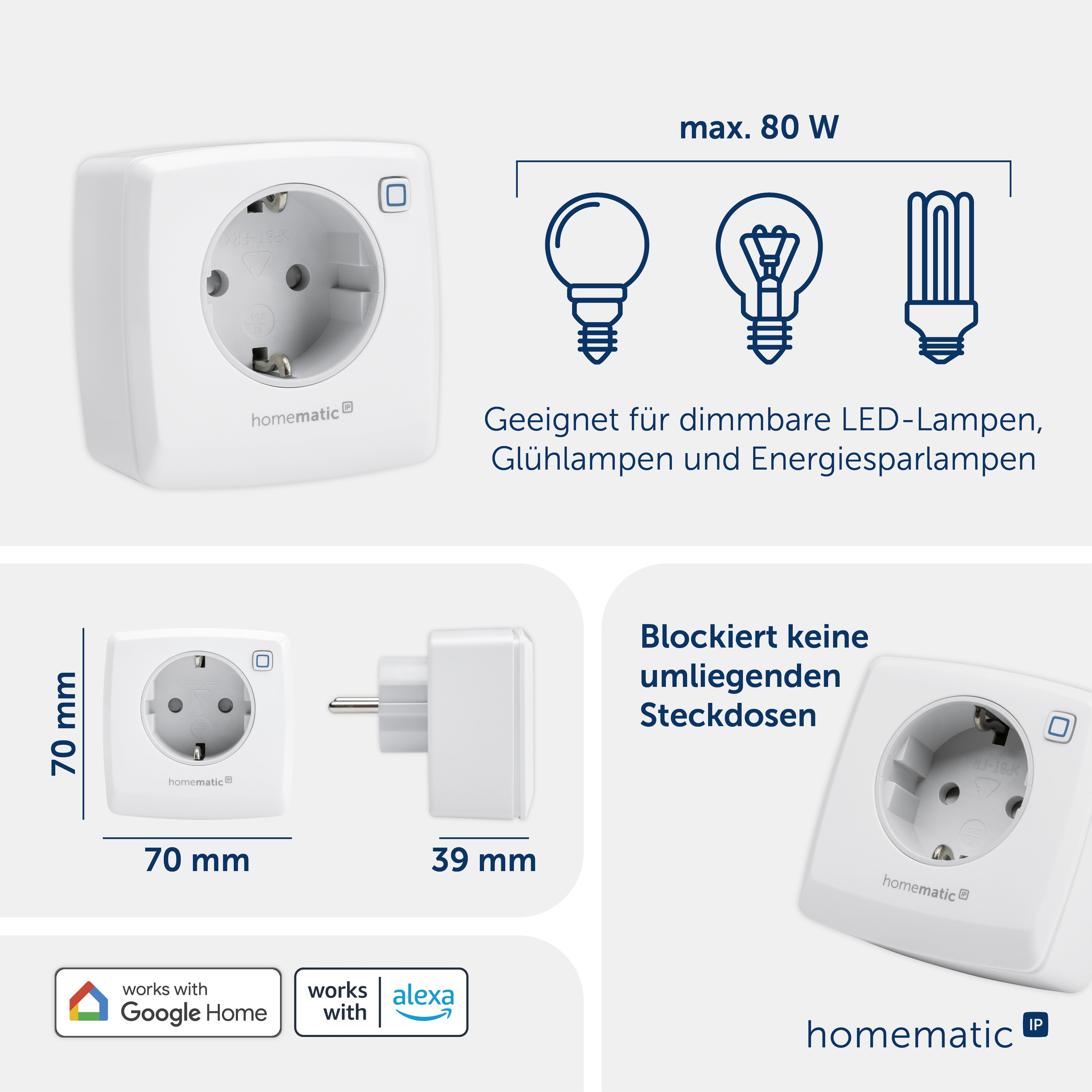 HOMEMATIC IP Smart Home 150327A0, Dimmersteckdose Phasenabschnitt HOMEMATIC IP Smart Home 150327A0, Dimmersteckdose Phasenabschnitt