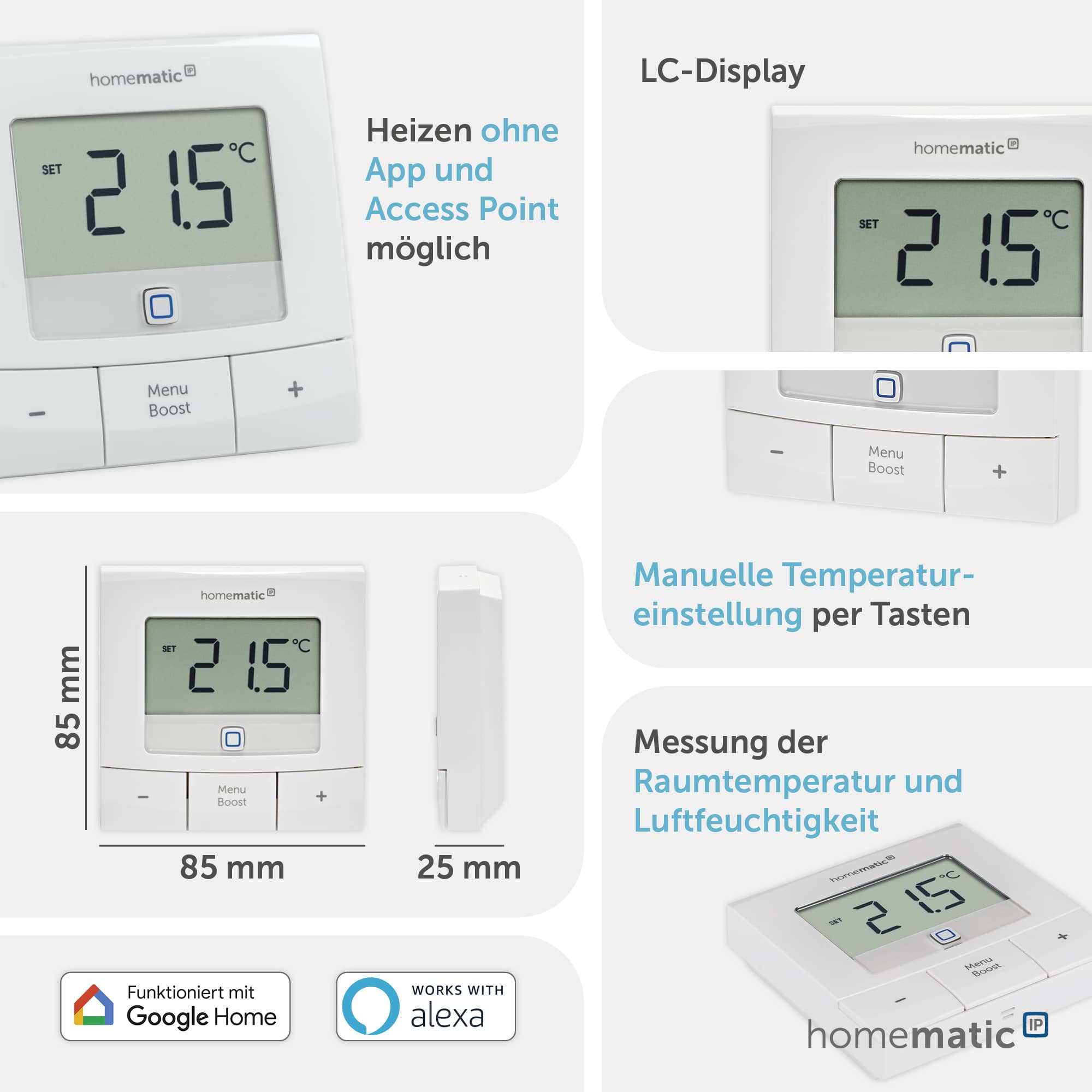 HOMEMATIC IP Smart Home 154666A0, Wandthermostat basic, weiß
