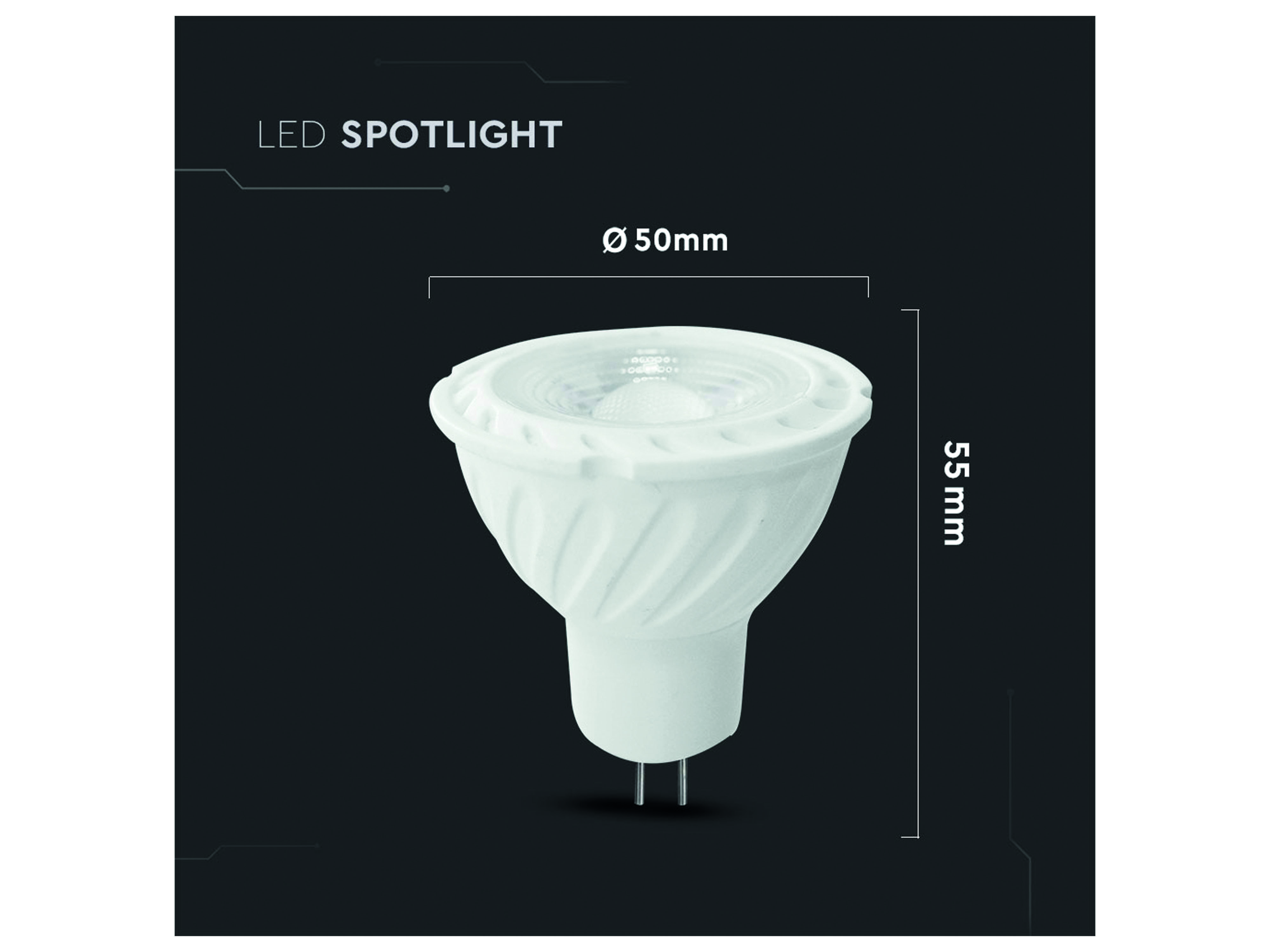 V-TAC LED-Lampe VT-257 (204), GU5,3, EEK: G, 6,5 W, 450 lm, 4000 K