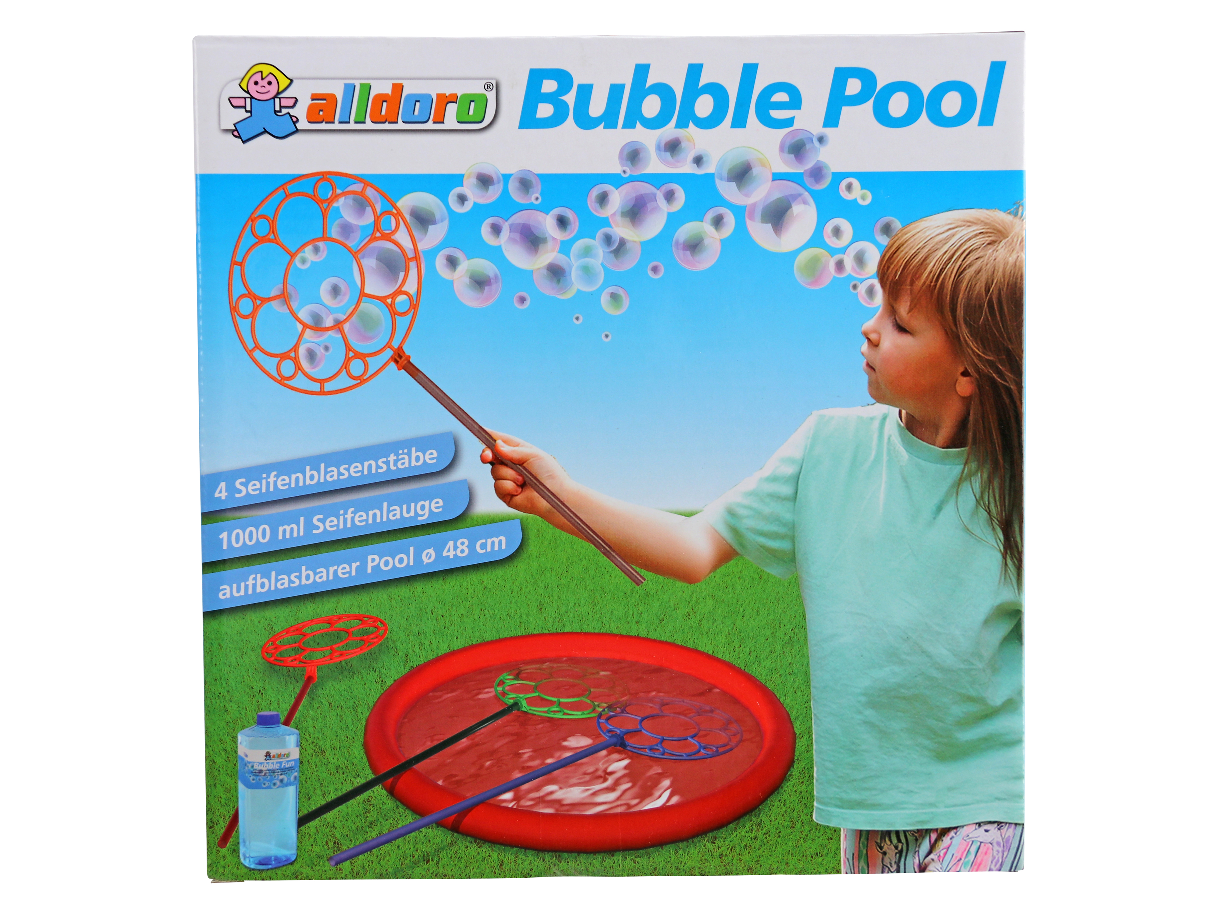 Bubble-Pool, Seifenblasen Set, inkl. 4, Seifenblasenstäbe, mit Seifenblasenflüssigkeit Bubble-Pool, Seifenblasen Set, inkl. 4, Seifenblasenstäbe, mit Seifenblasenflüssigkeit