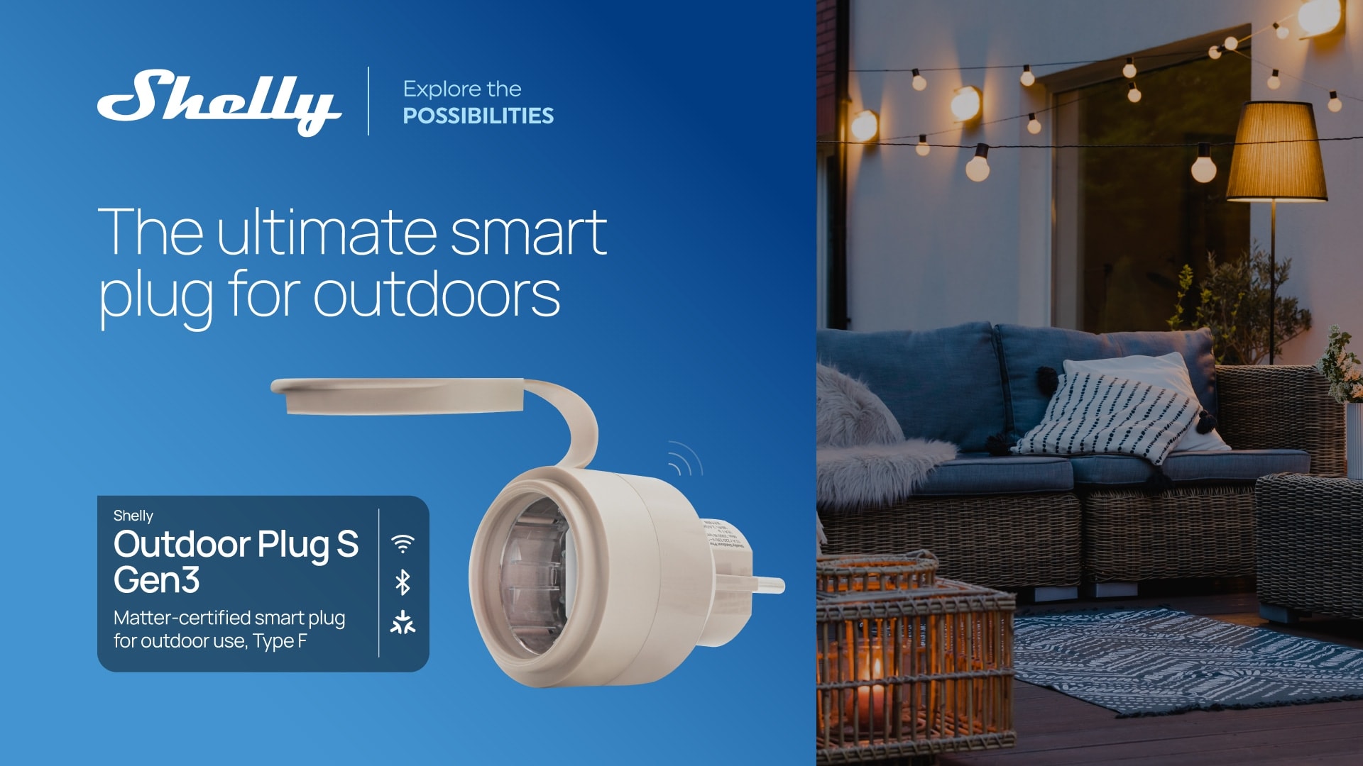 SHELLY WLAN-Steckdose Plug S Gen3, Outdoor, Matter, 4 Stück