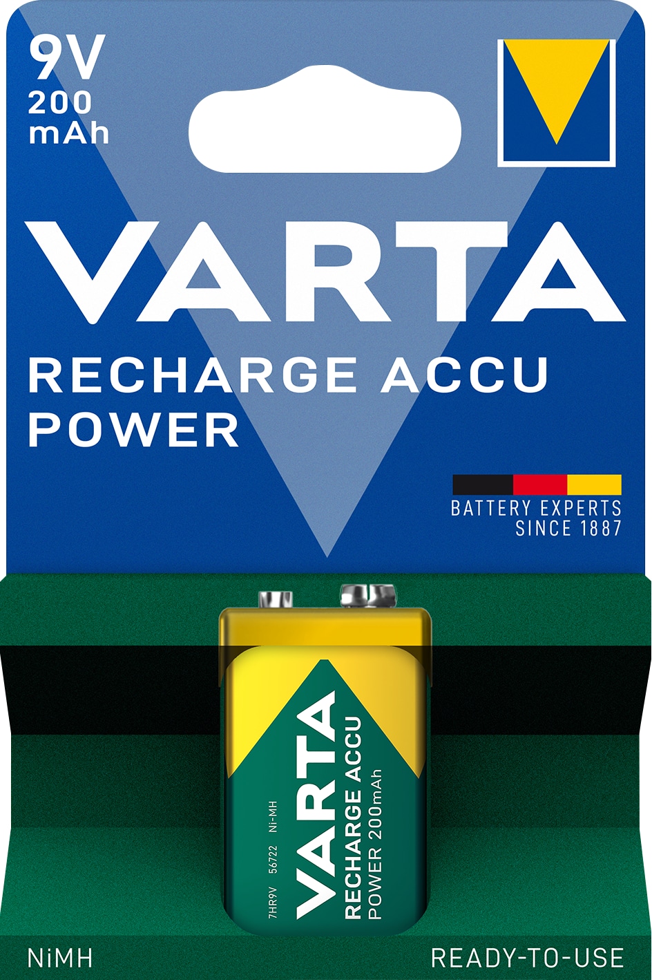 VARTA NiMH-9 V-Block-Akku 56722 Ready-To-Use, 200 mAh