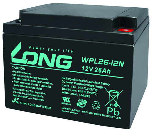 KUNG LONG Blei-Akkumulator Longlife, WPL26-12N-M, 12 V-, 26 Ah