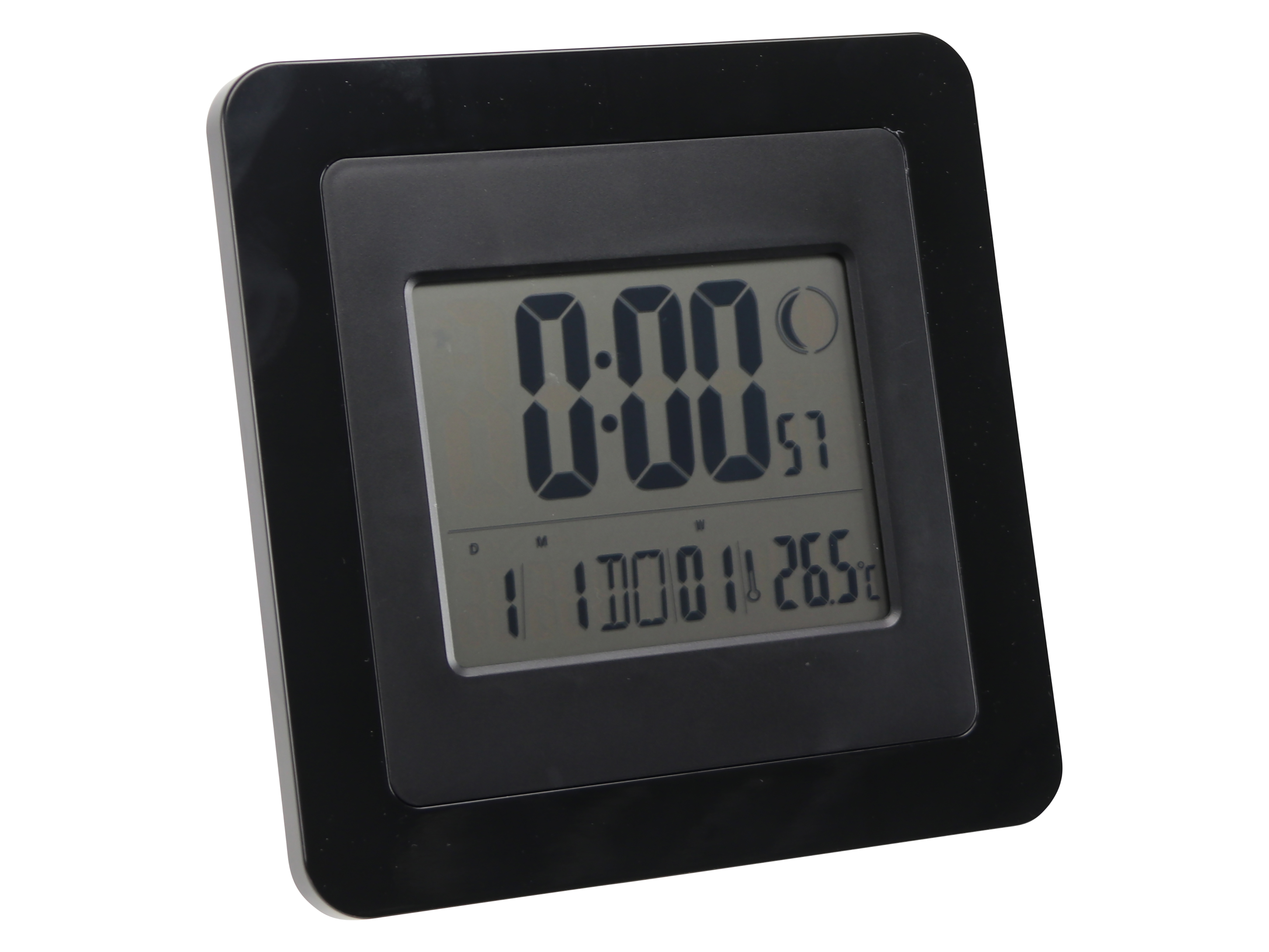 Digitale Funkuhr, Datumsanzeige, Wecker, Temperaturanzeige, groß, Schwarz